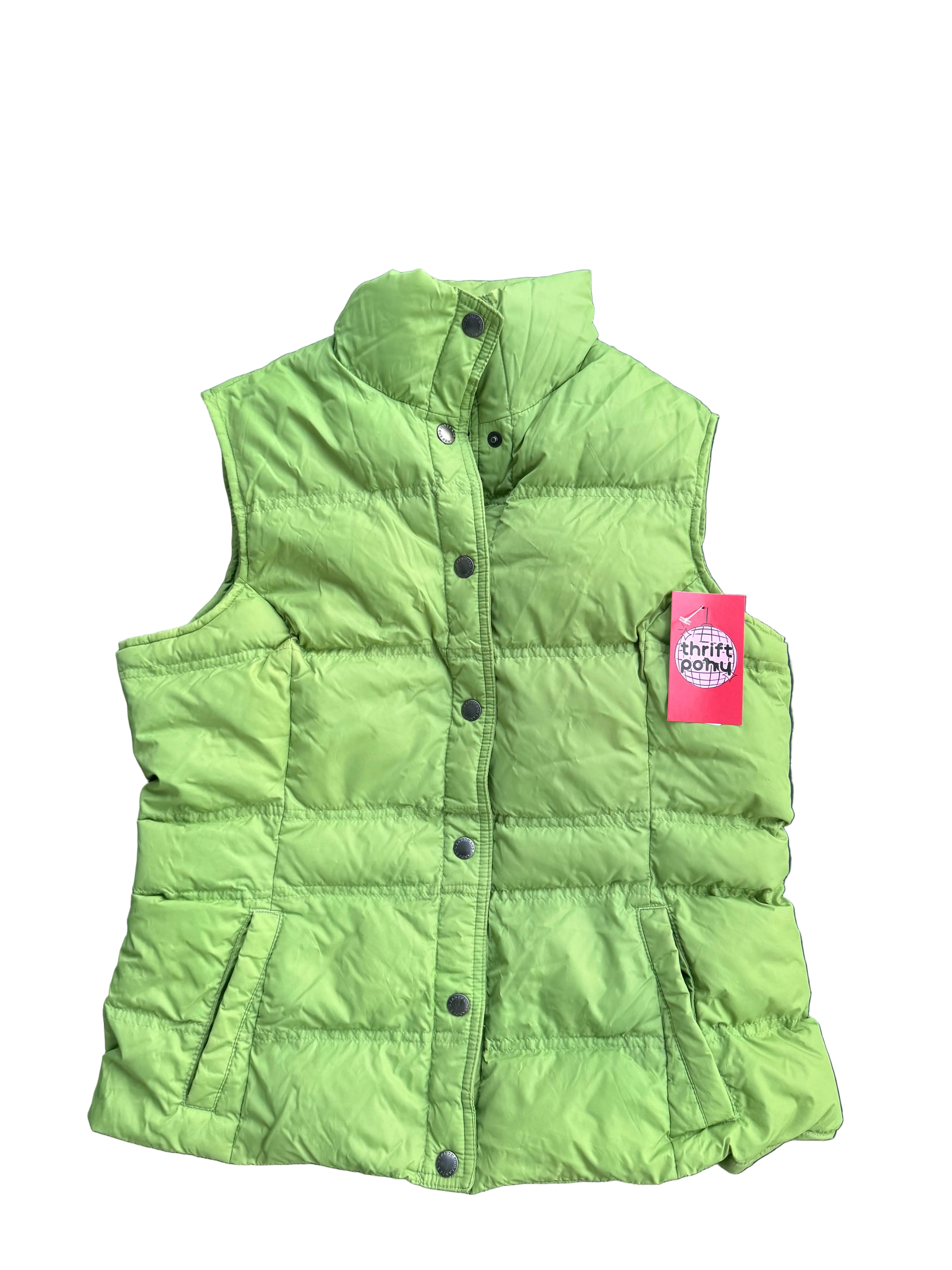 green lands end puffer vest, s