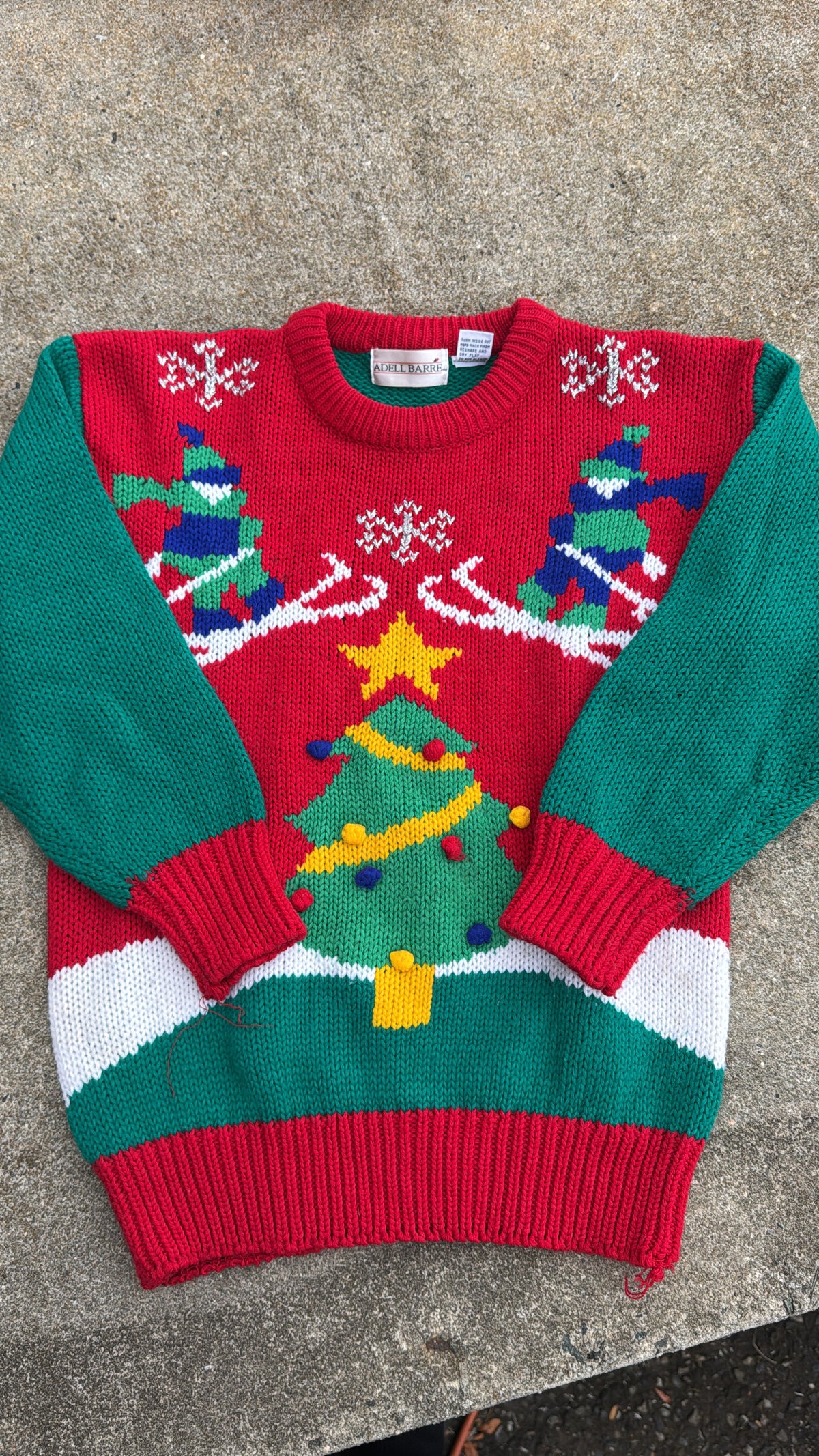 red green adell barre vtg xmas sweater, s