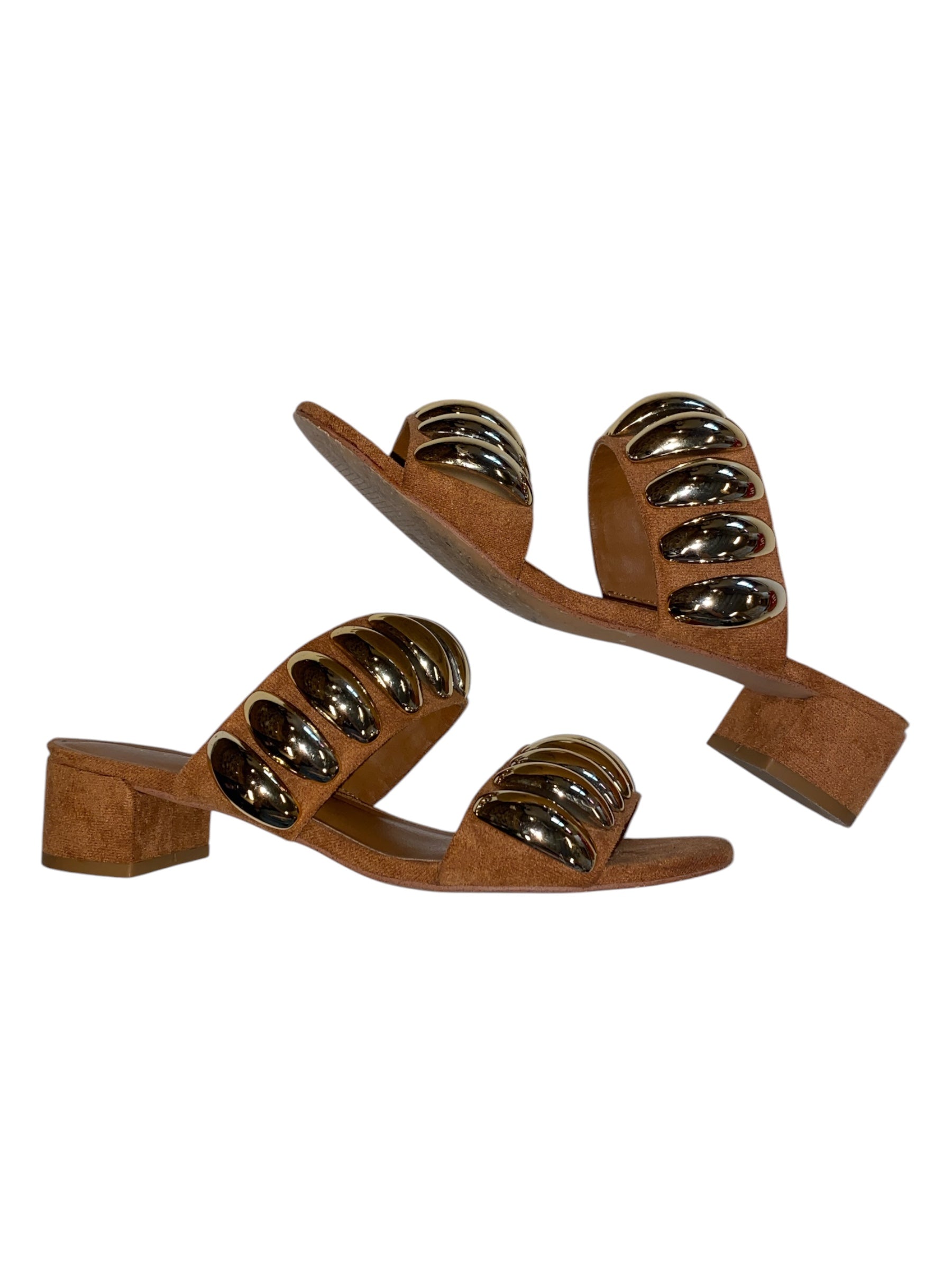 brown gold coconuts lil heel gold strap, 8