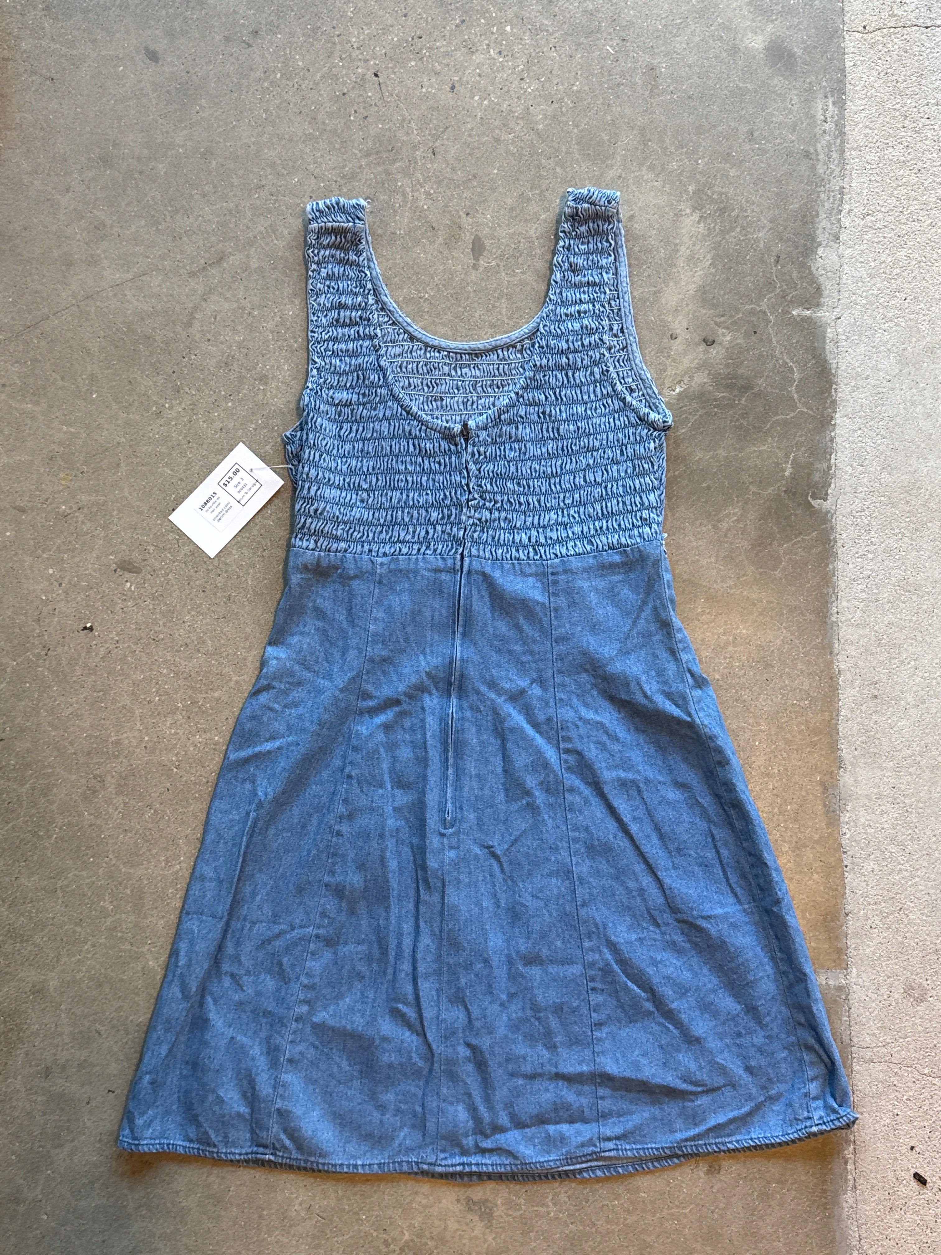med wash no boundaries smocked cami denim dress, 3