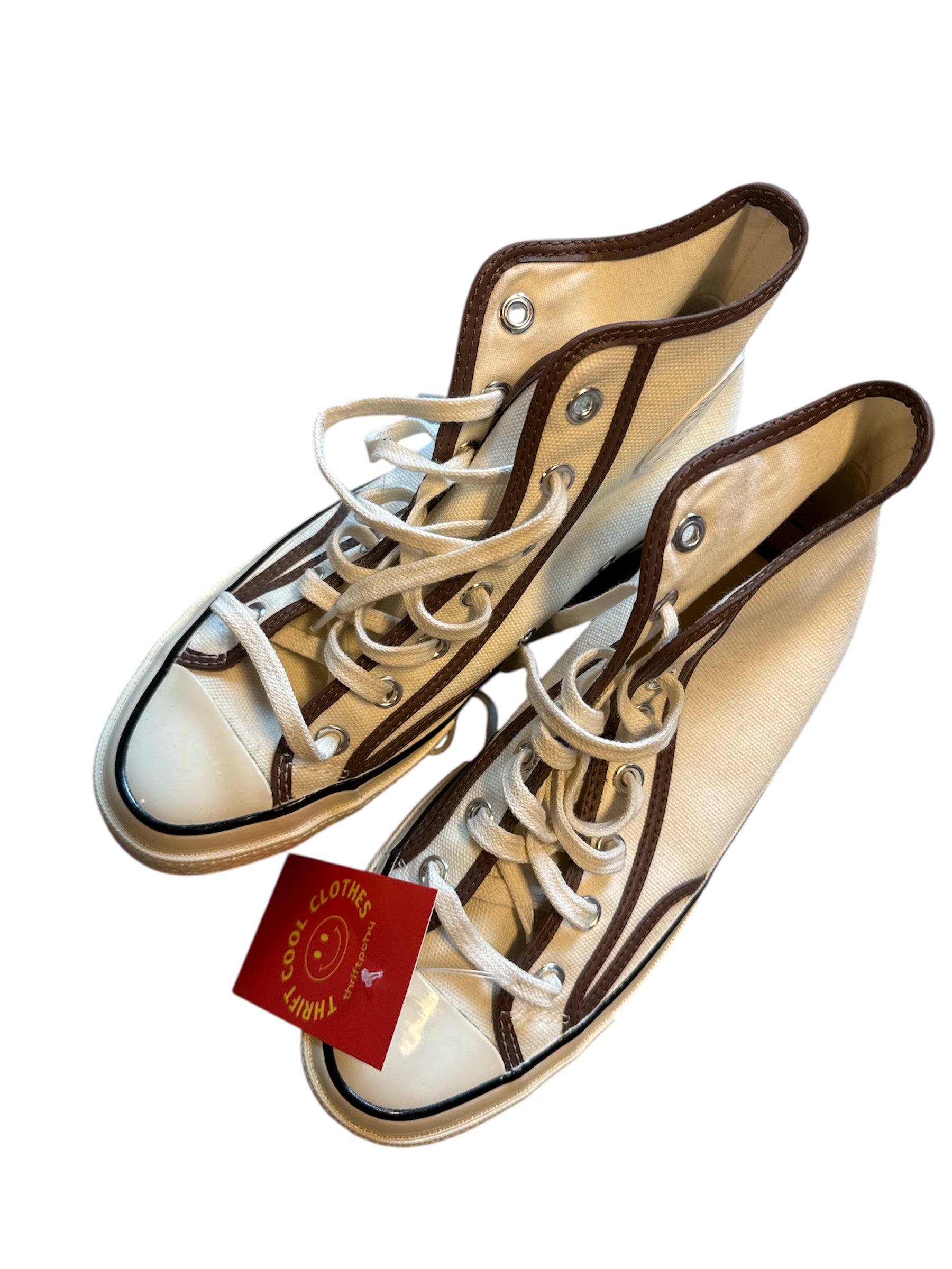 white brown converse high top sneakers, 8