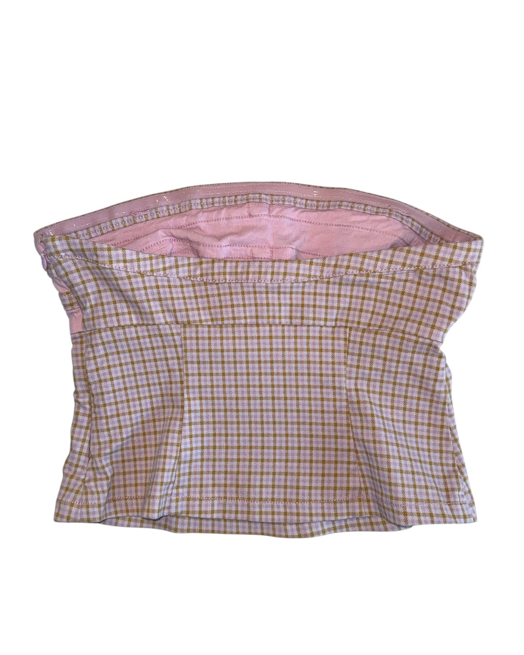 pink kimchi blue strapless plaid top bows, S
