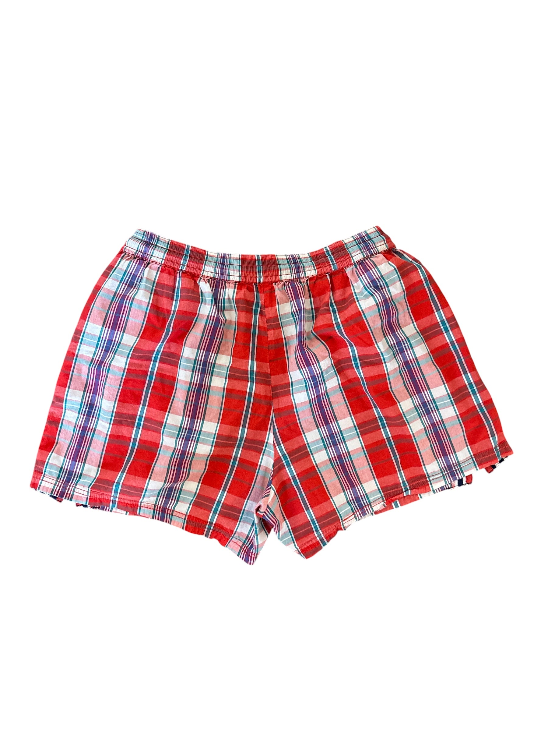 red blue white free people plaid shorts, m