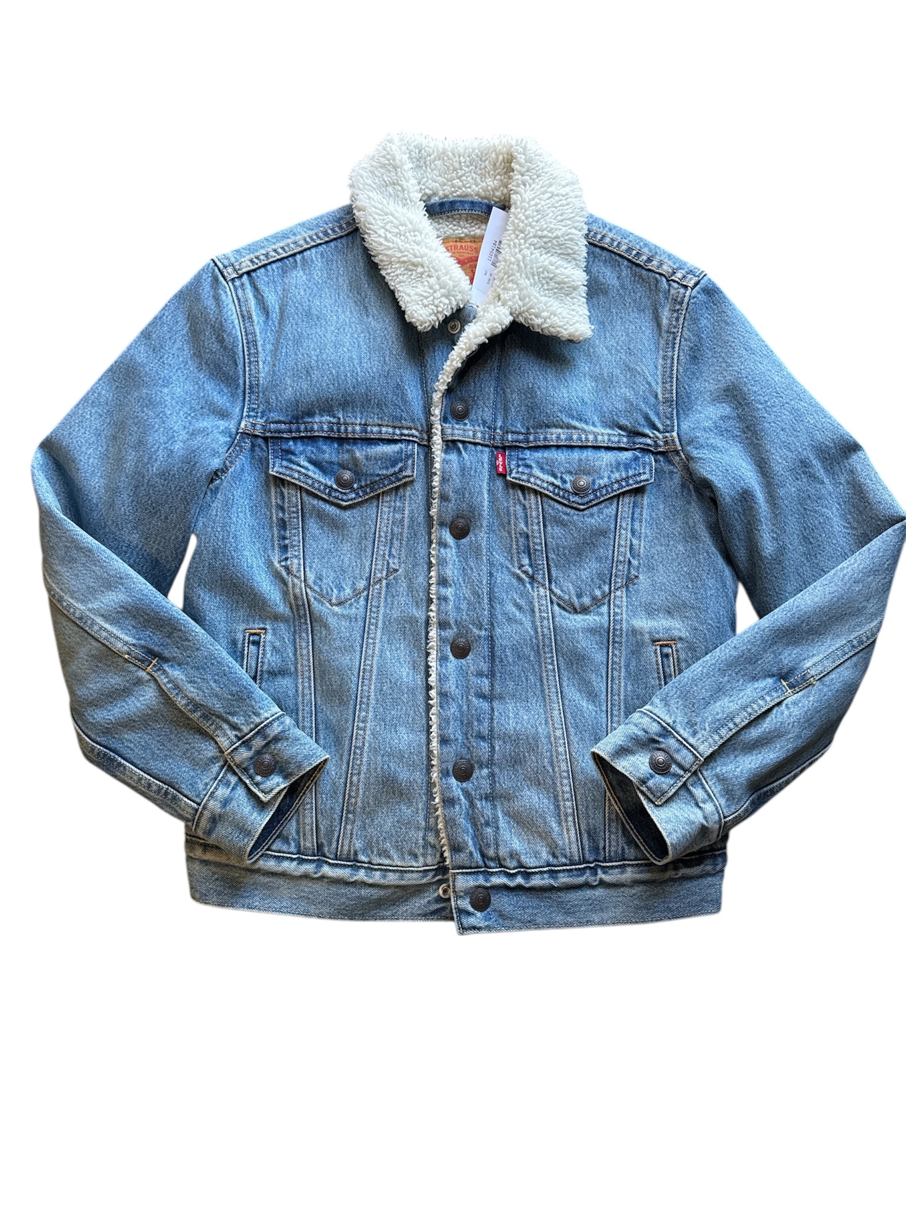 blue white levi boyfriend jacker, xs