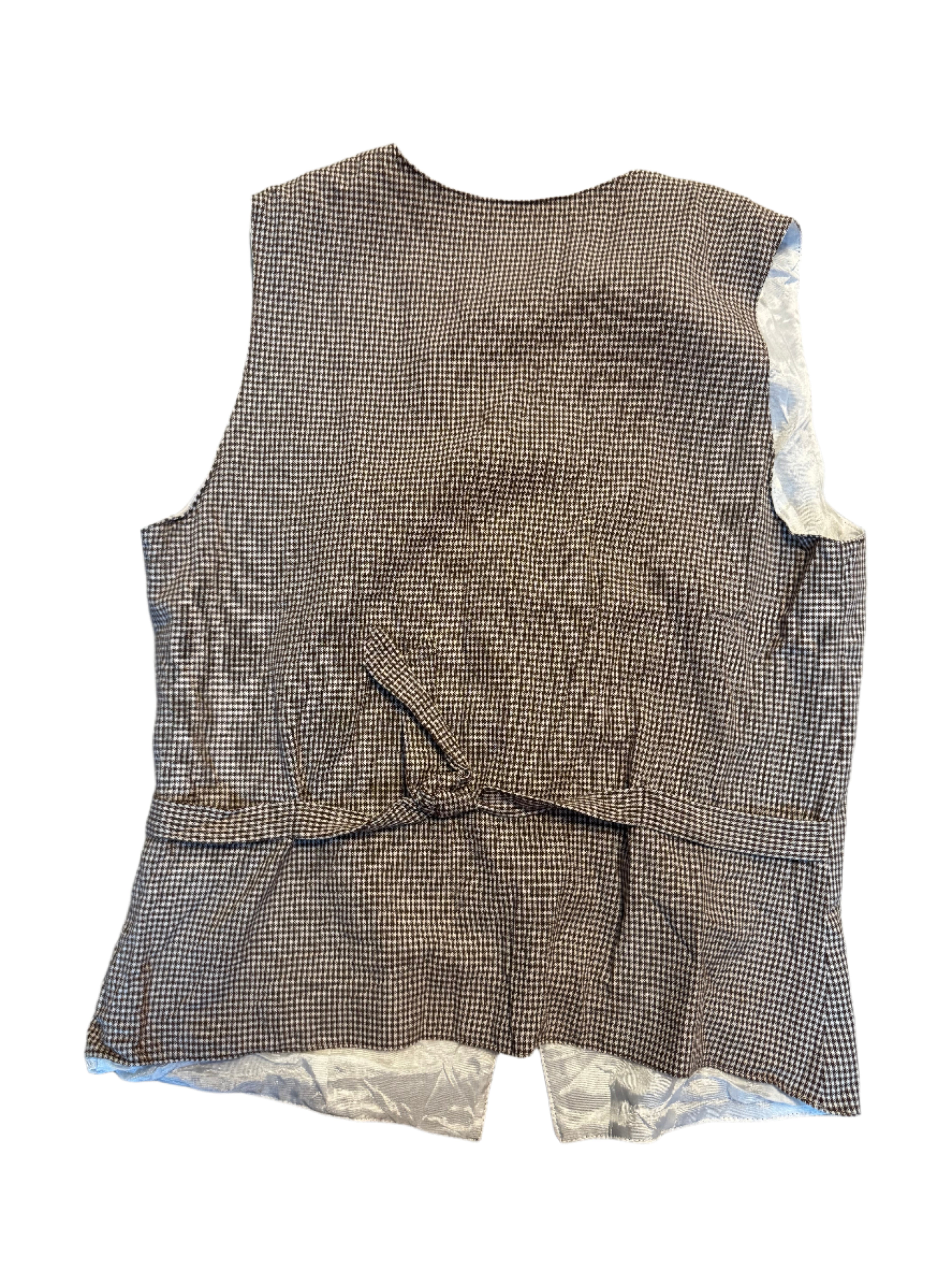 brown white david n. gingham vest, 6