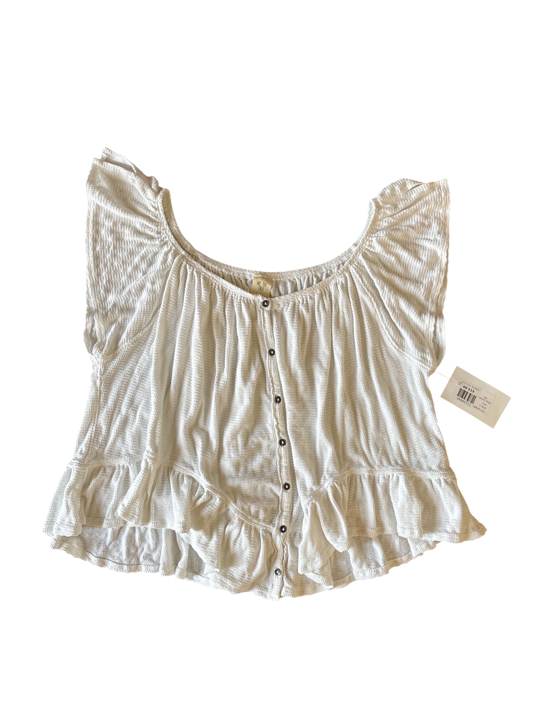 White free people Flowy button top, L