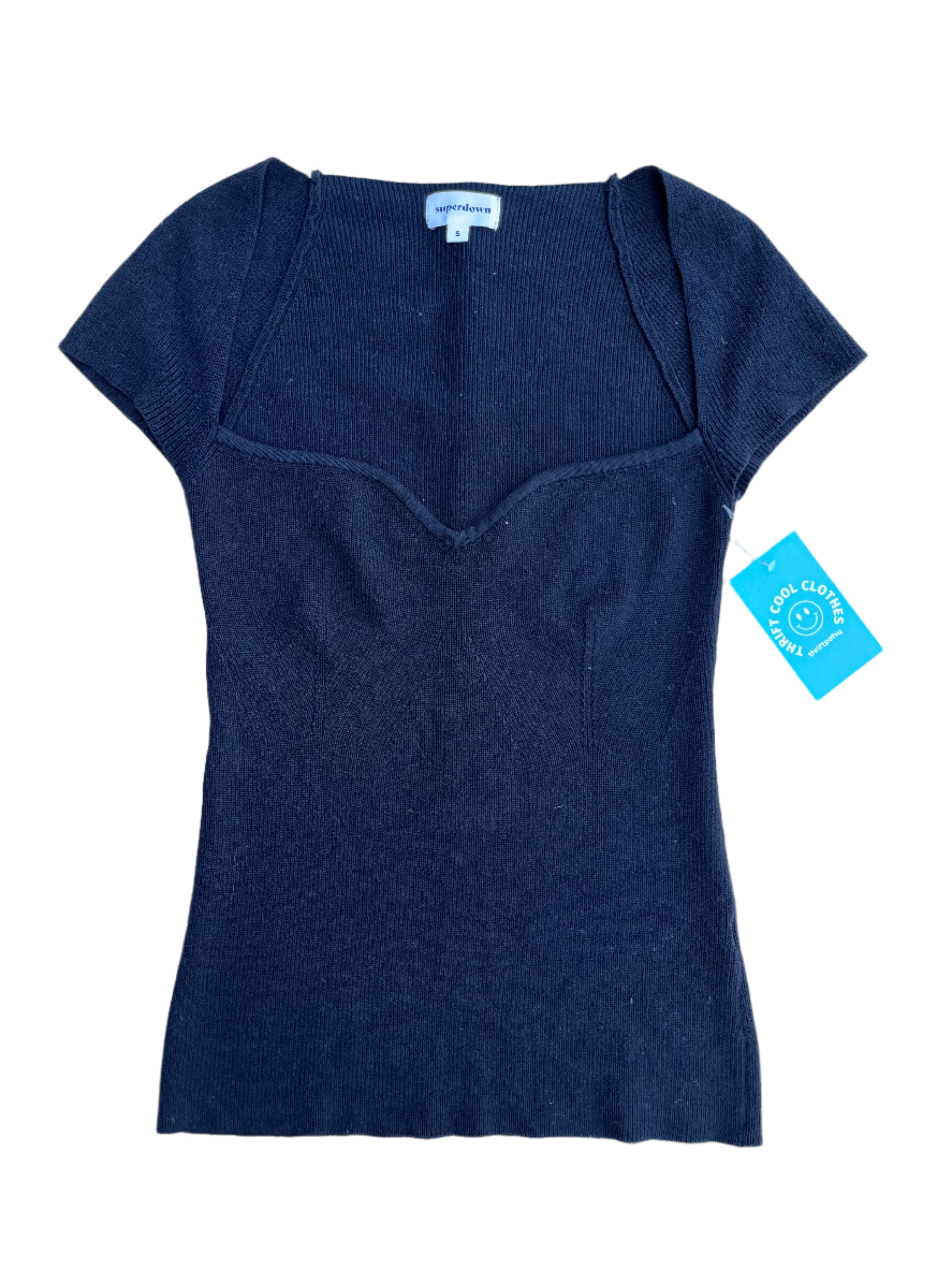 black superdown sweetheart top, small