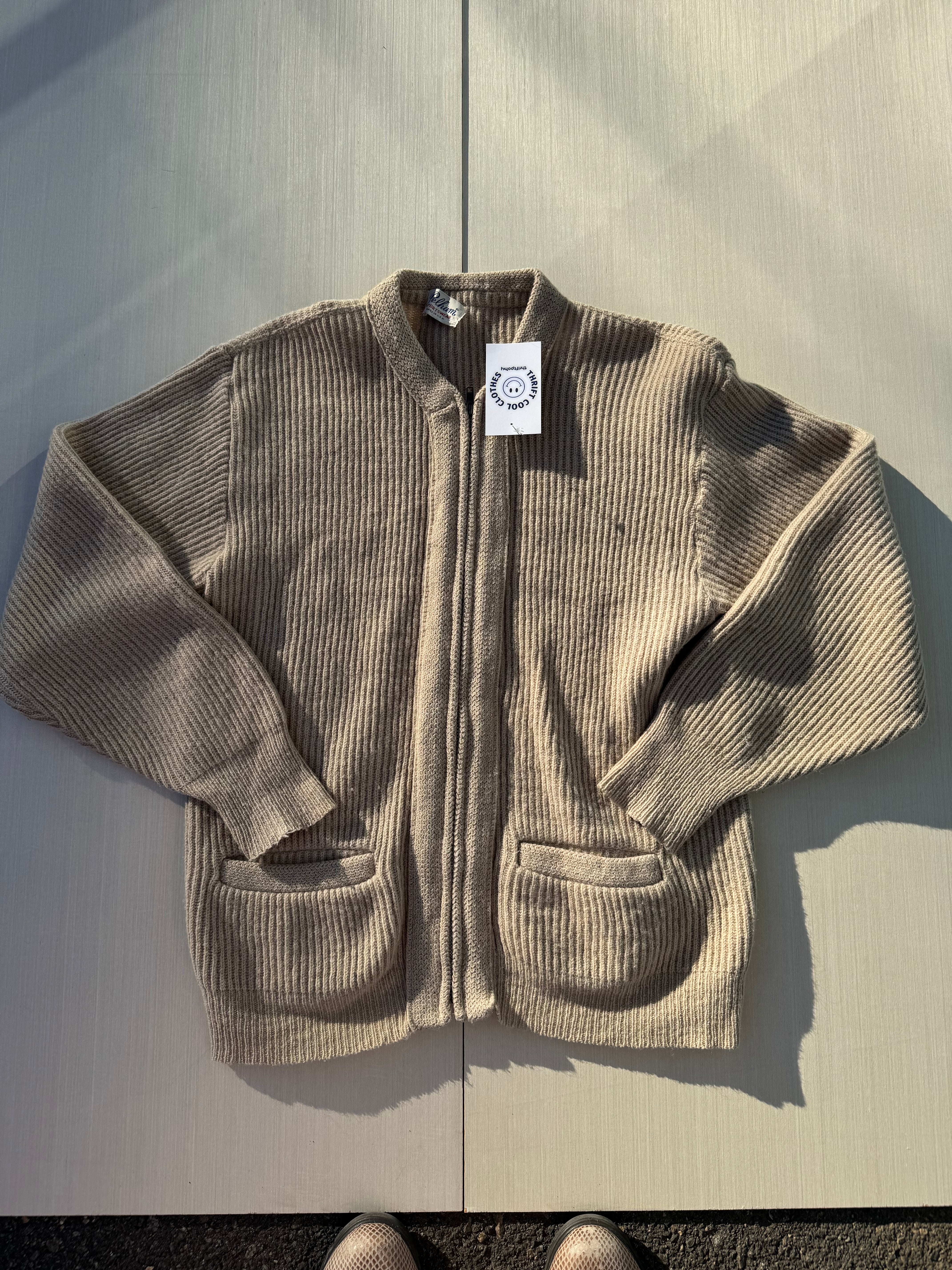 beige pelham vtg zip up sweater