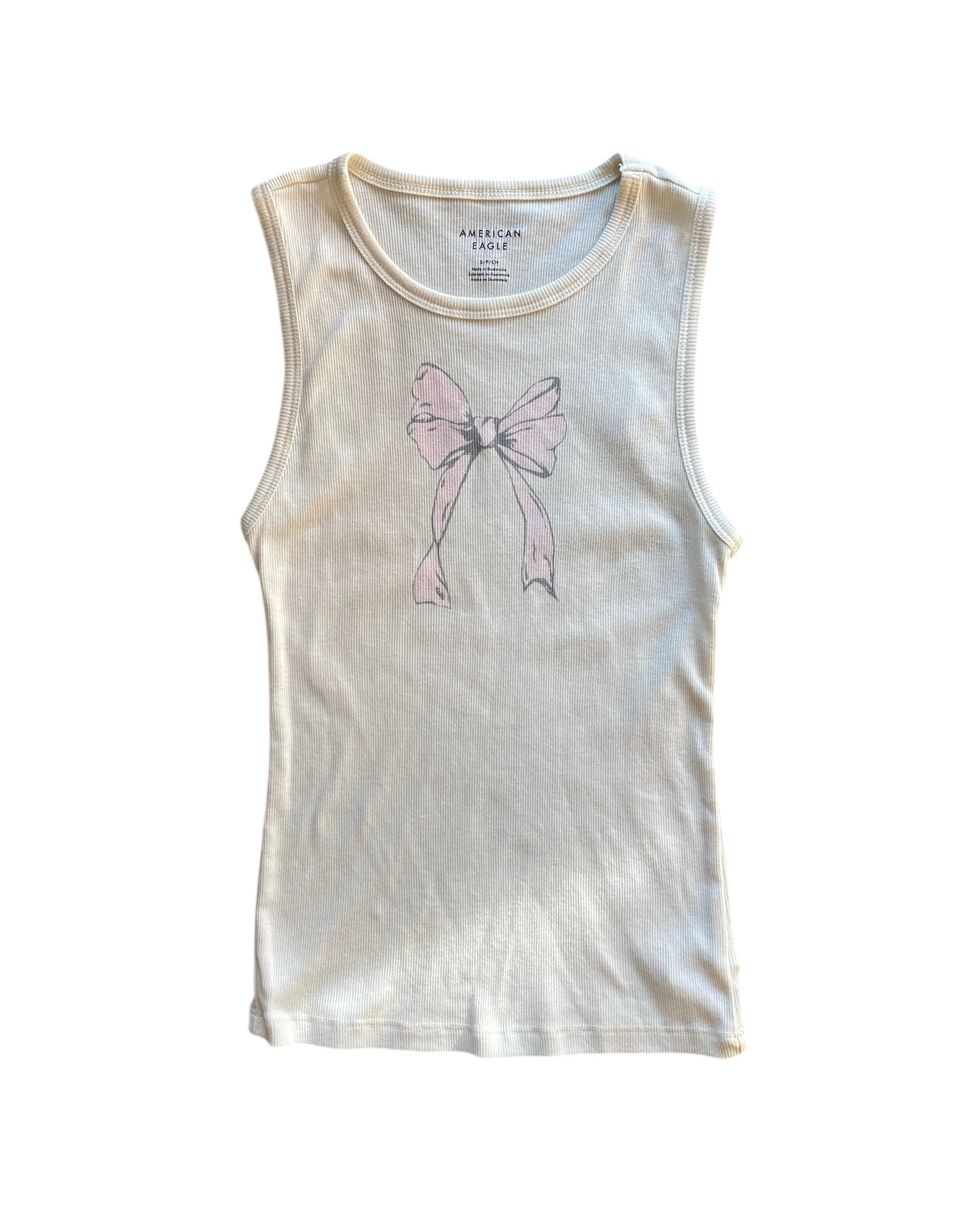 white pink American eagle bow tank top, s