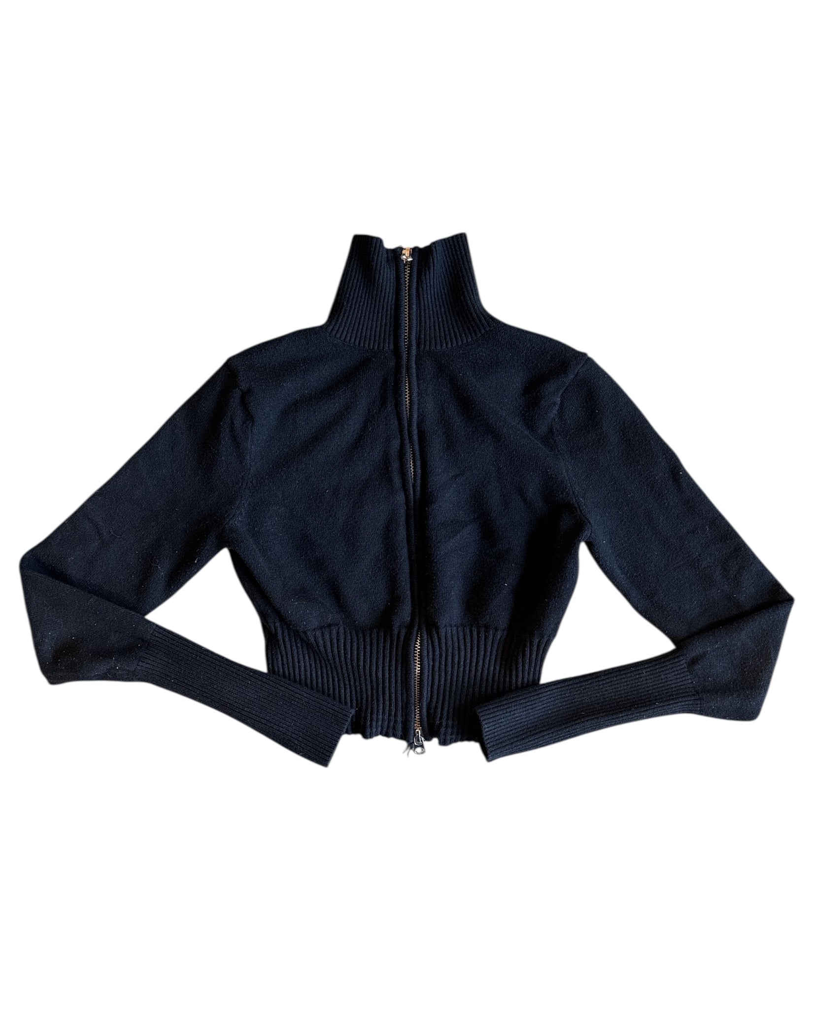 black urban outfitters knit crop zip up, xs