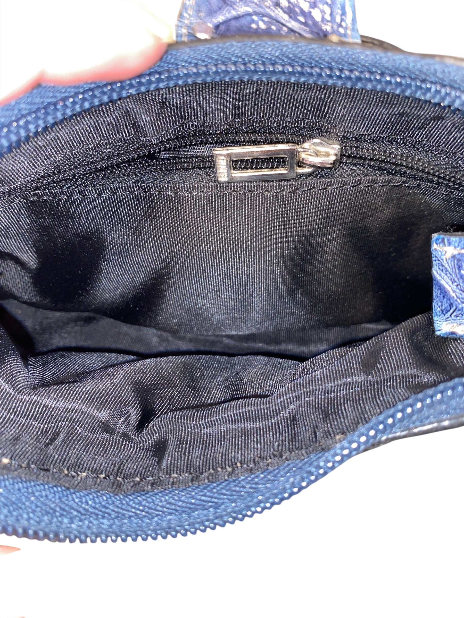 blue guess tiny denim bag w hardwear