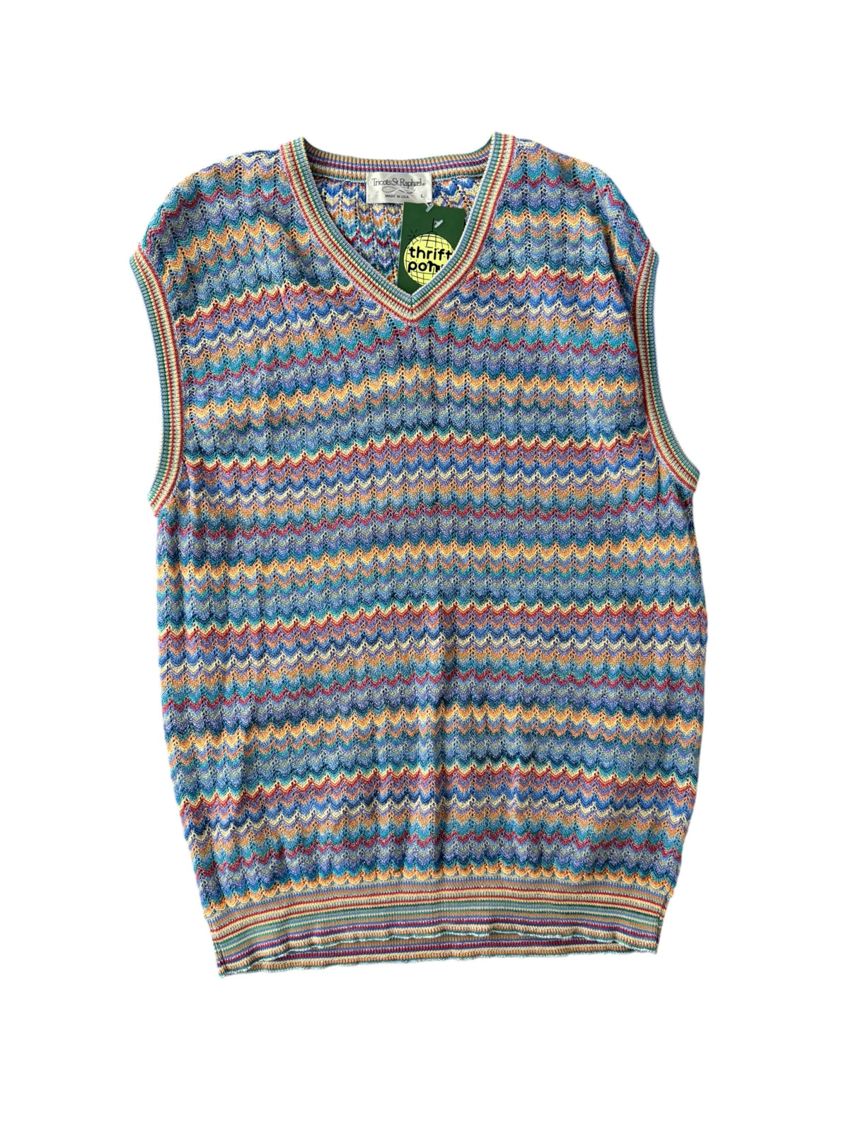Multi Tricots St Raphael Colorful knit sweater vest, L