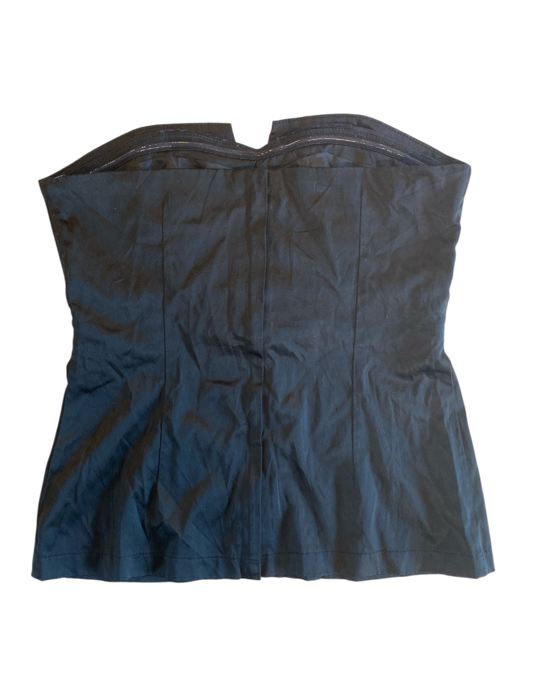 Black purple Lulumary Lace satin bow strapless top, S