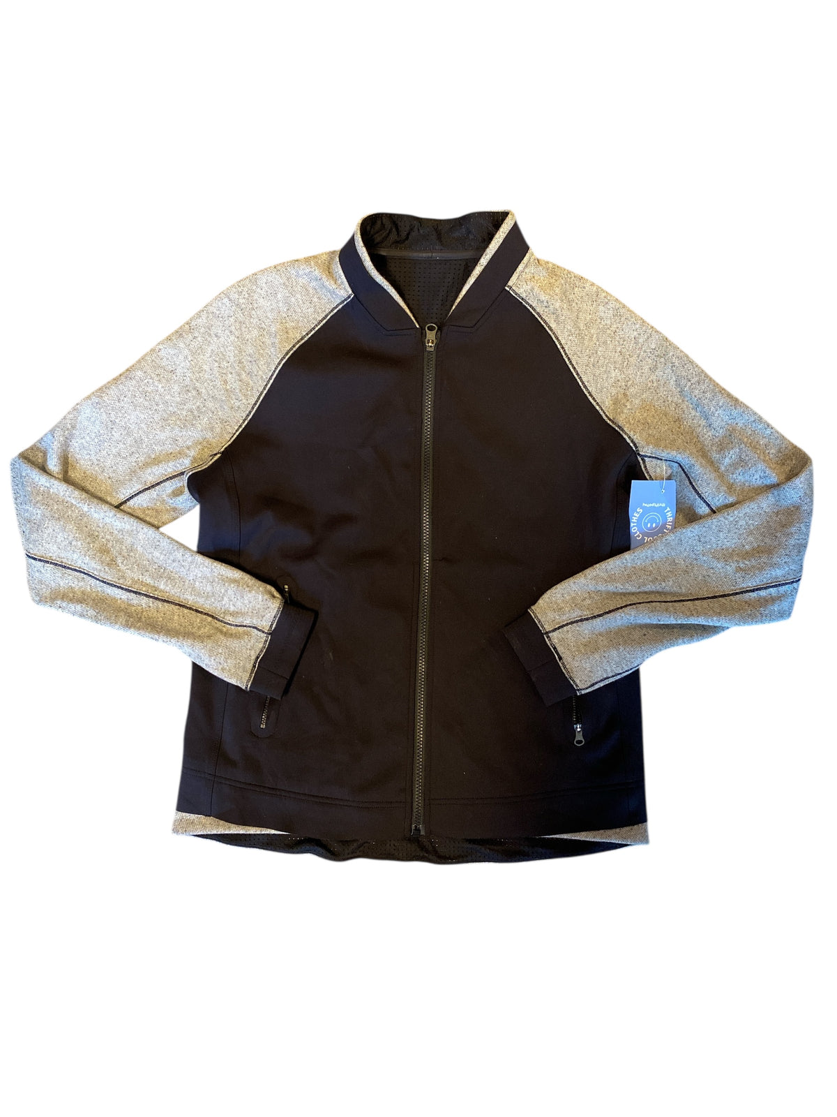 black gray textured button up jacket S