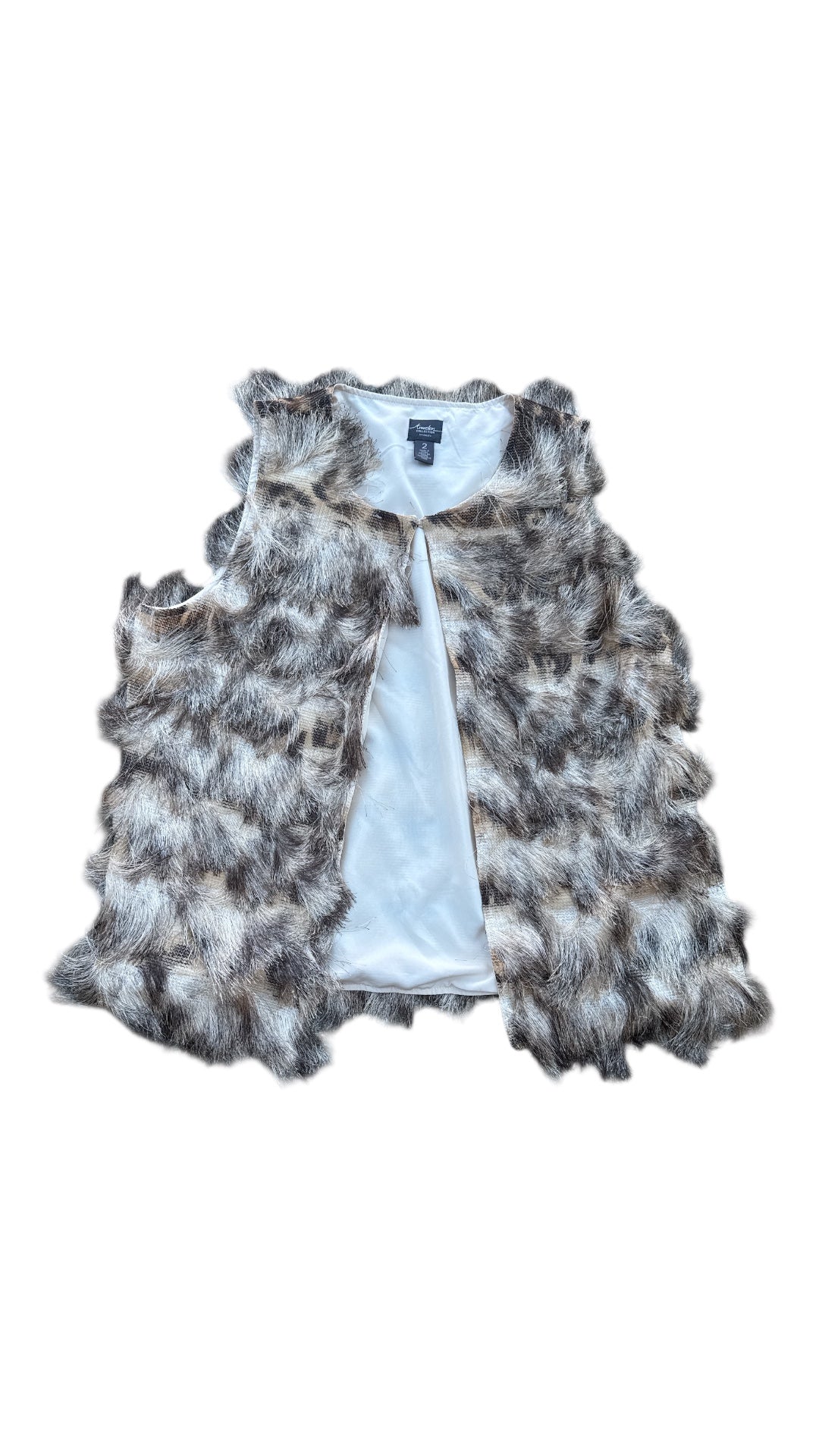 beige multi Travelers collection printed fringe vest, 2