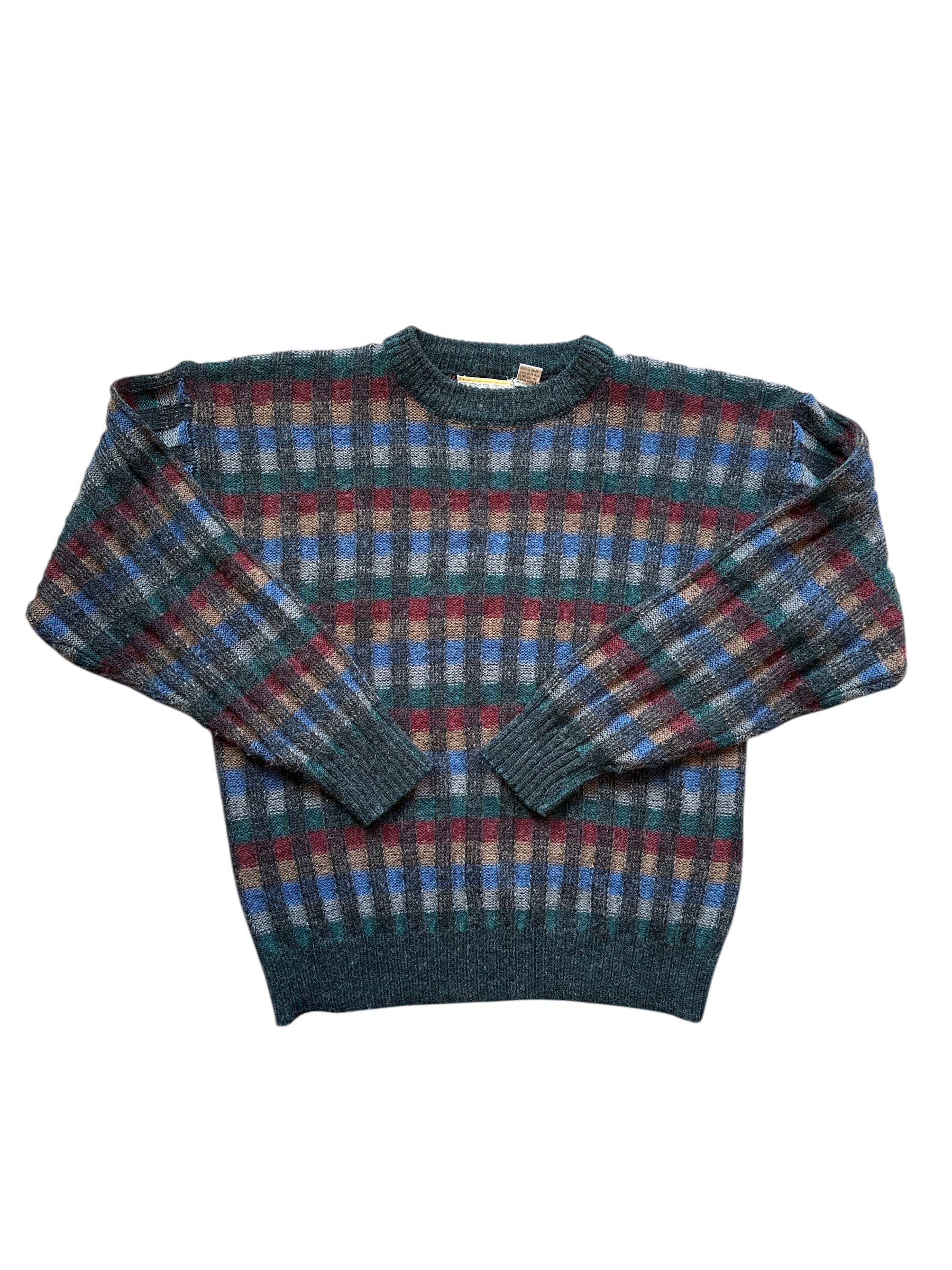 gray red blue adam sloane plaid wool blend sweater, m
