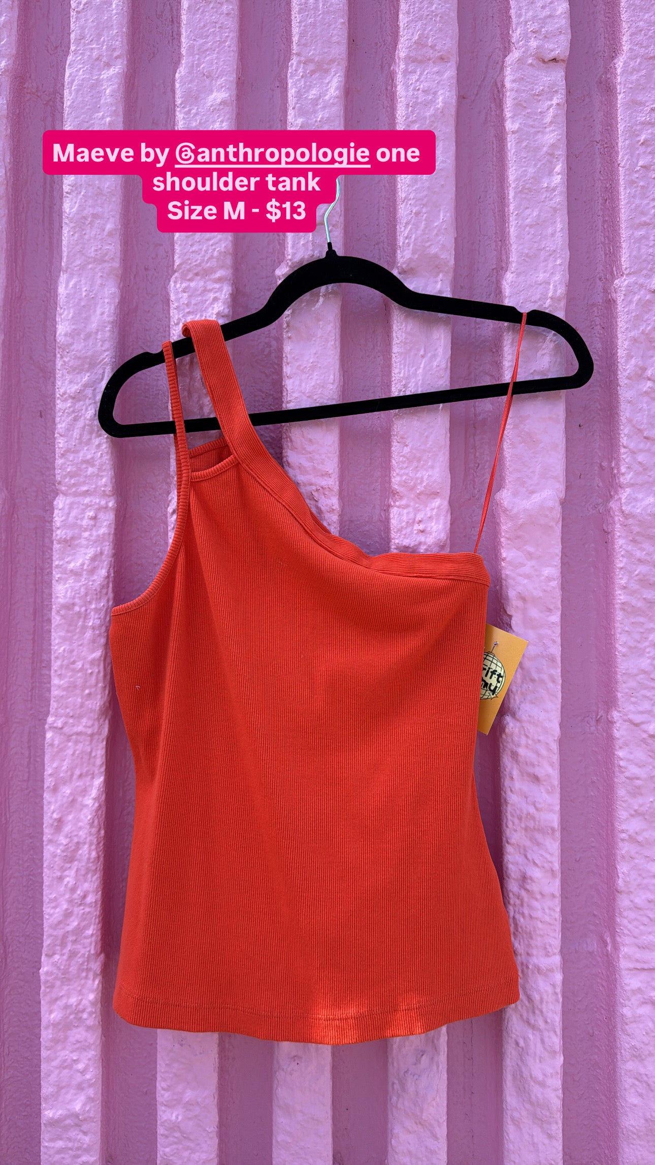 orange maeve one shoulder ribbed top, medium