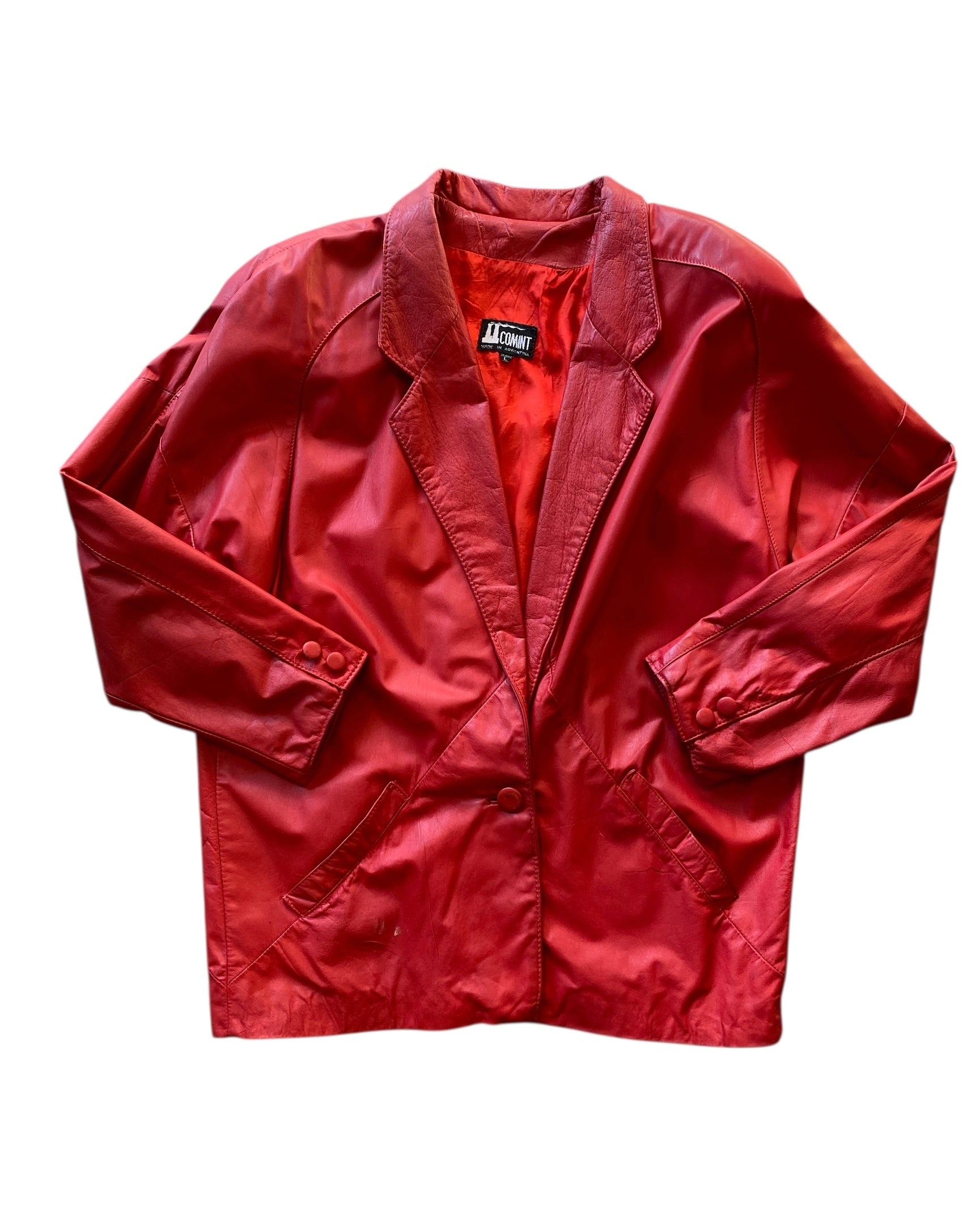 Red Comint Leather blazer, L