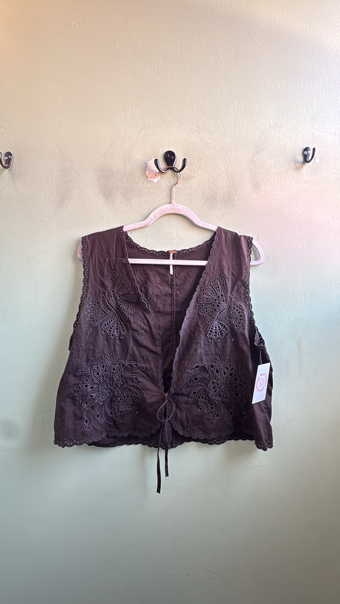 brown free people crochet vest top, L