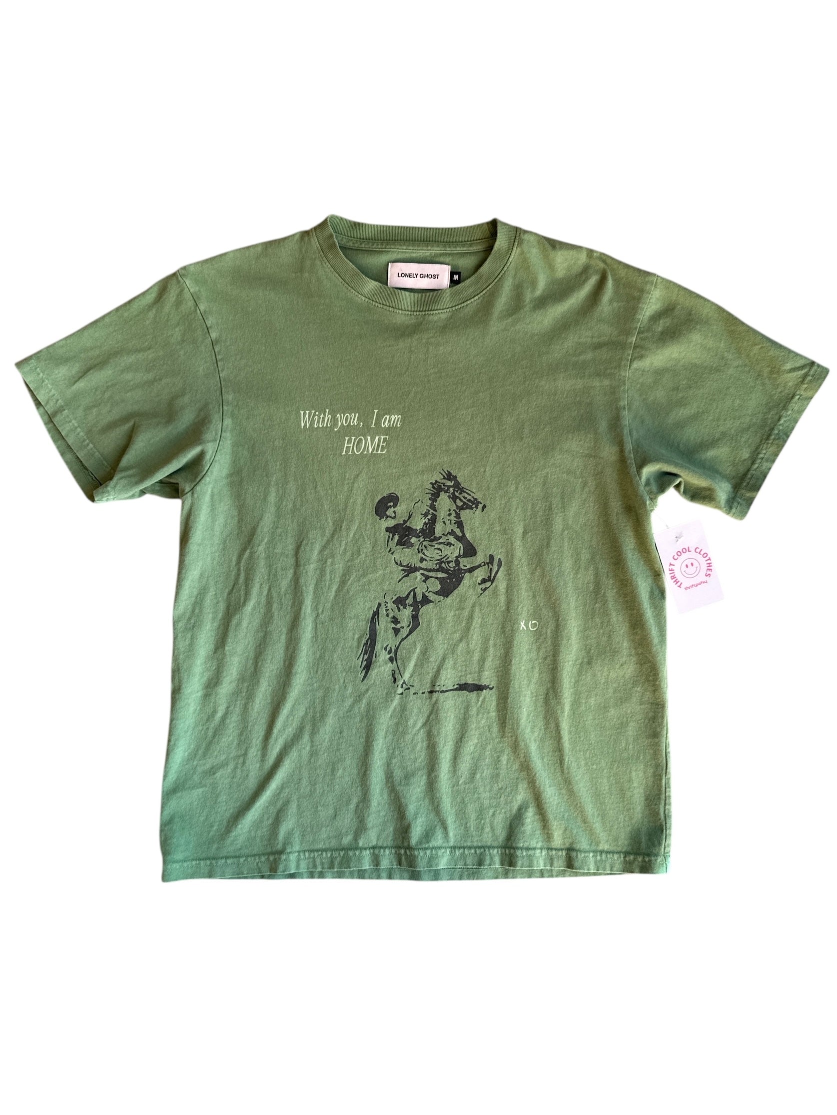green lonely ghost with you i am home tee, L