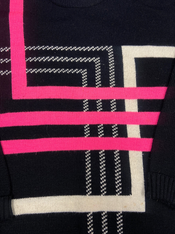 black pink white Tyrolia vtg striped sweater, XL