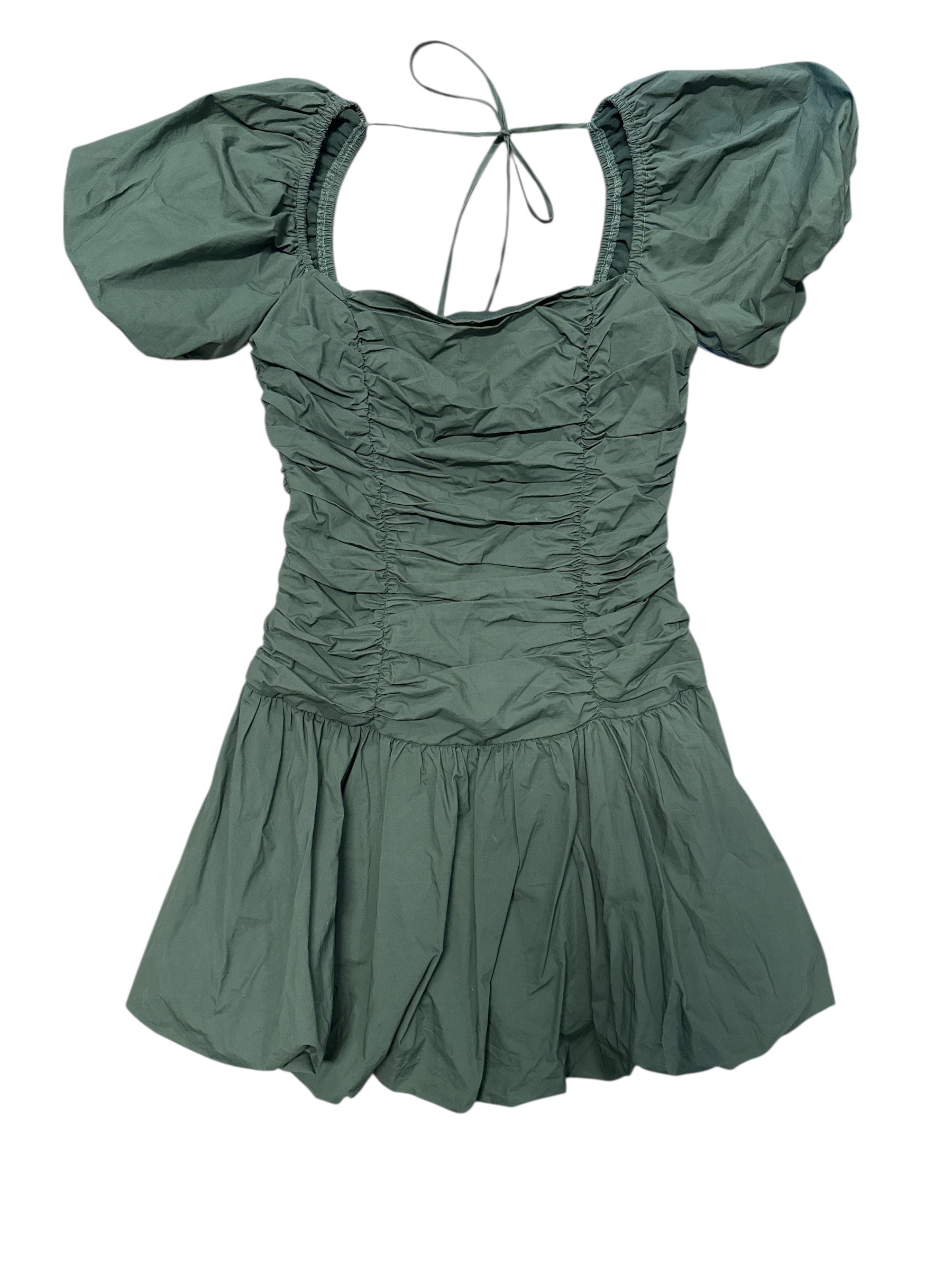 green sincerely ours ruch drop waist dress, s