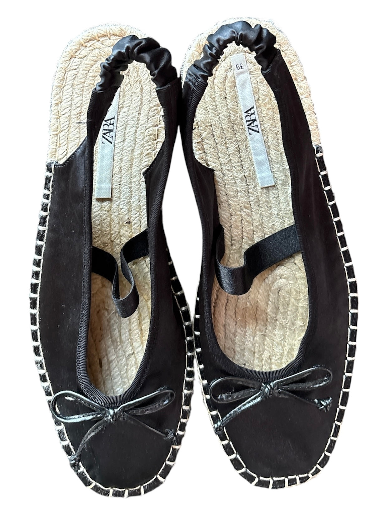 black beige zara satin toed tweed sandals, 39