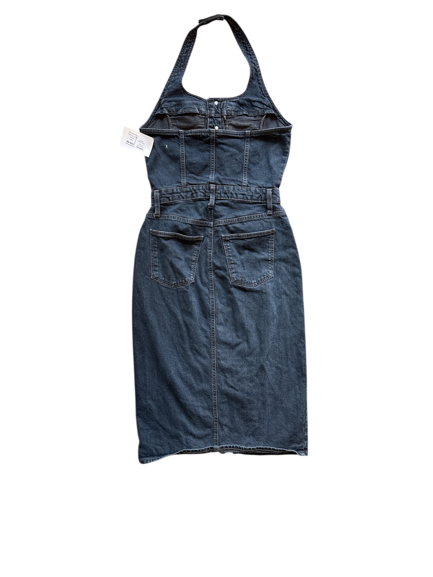 dark blue universal thread Denim halter jumsuit, 4