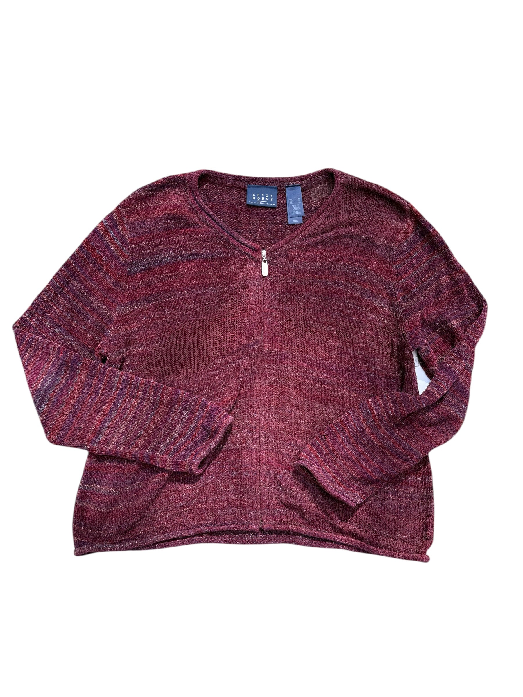 burgundy crazy horse thin heathered zip up, xl
