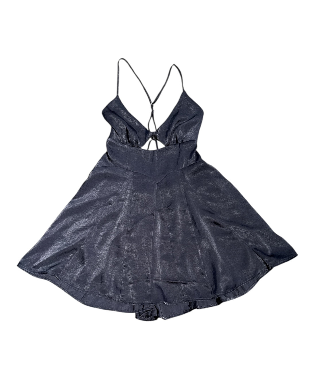 black free people lil black flowy strappy dress, s