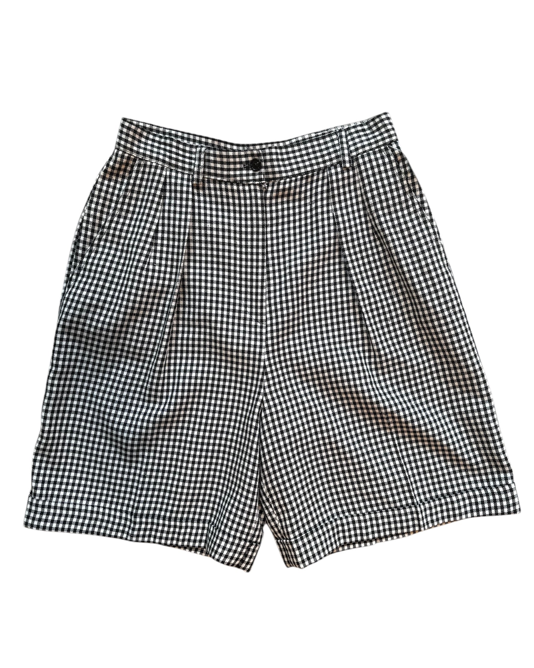 black white elliott lauren vtg high rise buffalo check shorts, 12