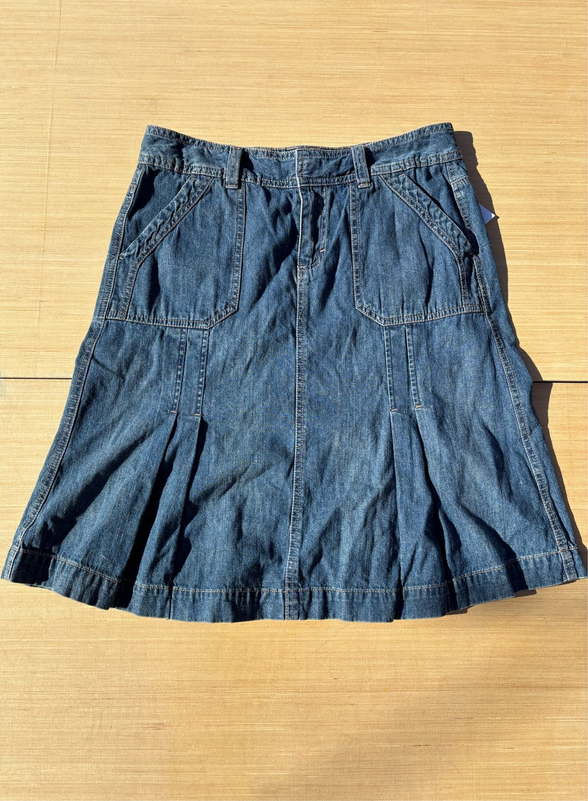 blue sonoma denim skirt w pleats, 8