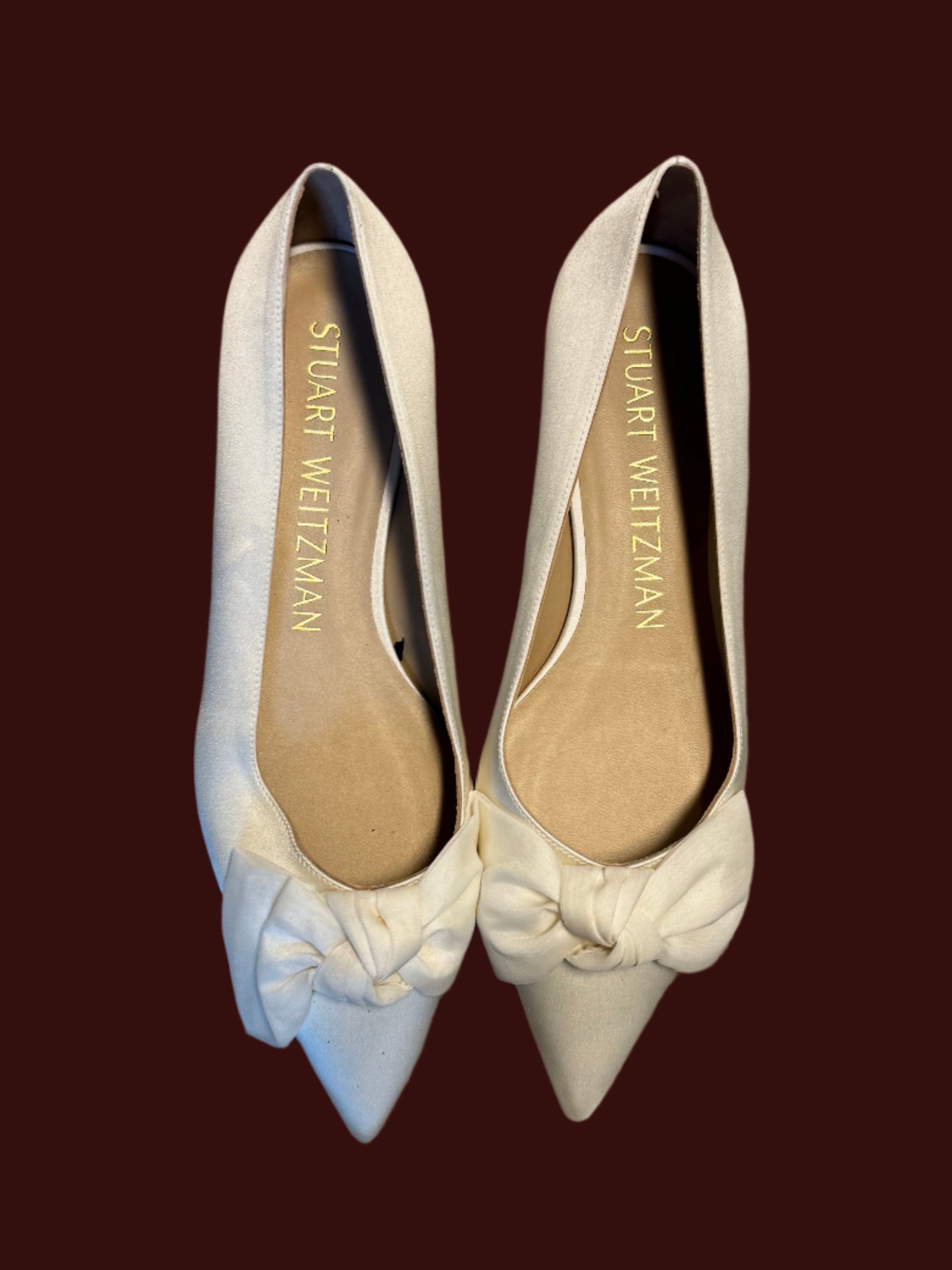 White Stuart weitzman pointed flats, 8.5w