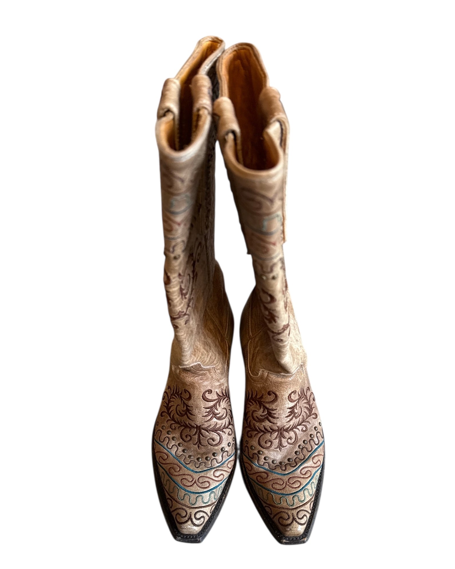 Tan blue brown Old gringo Cowboy boots, 6