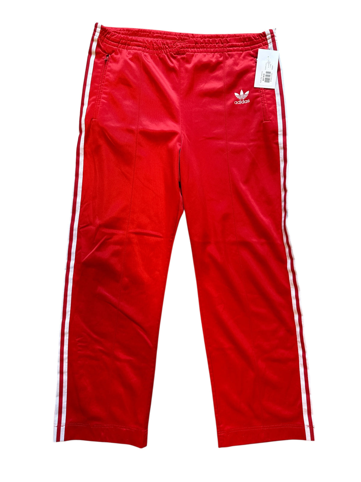 red whtie adidas vtg track pants, L