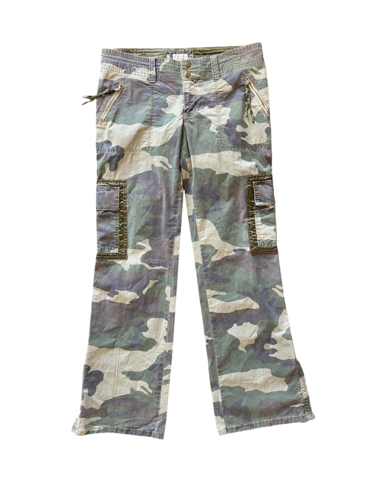 green abercrombie striaght leg camo pants, 16