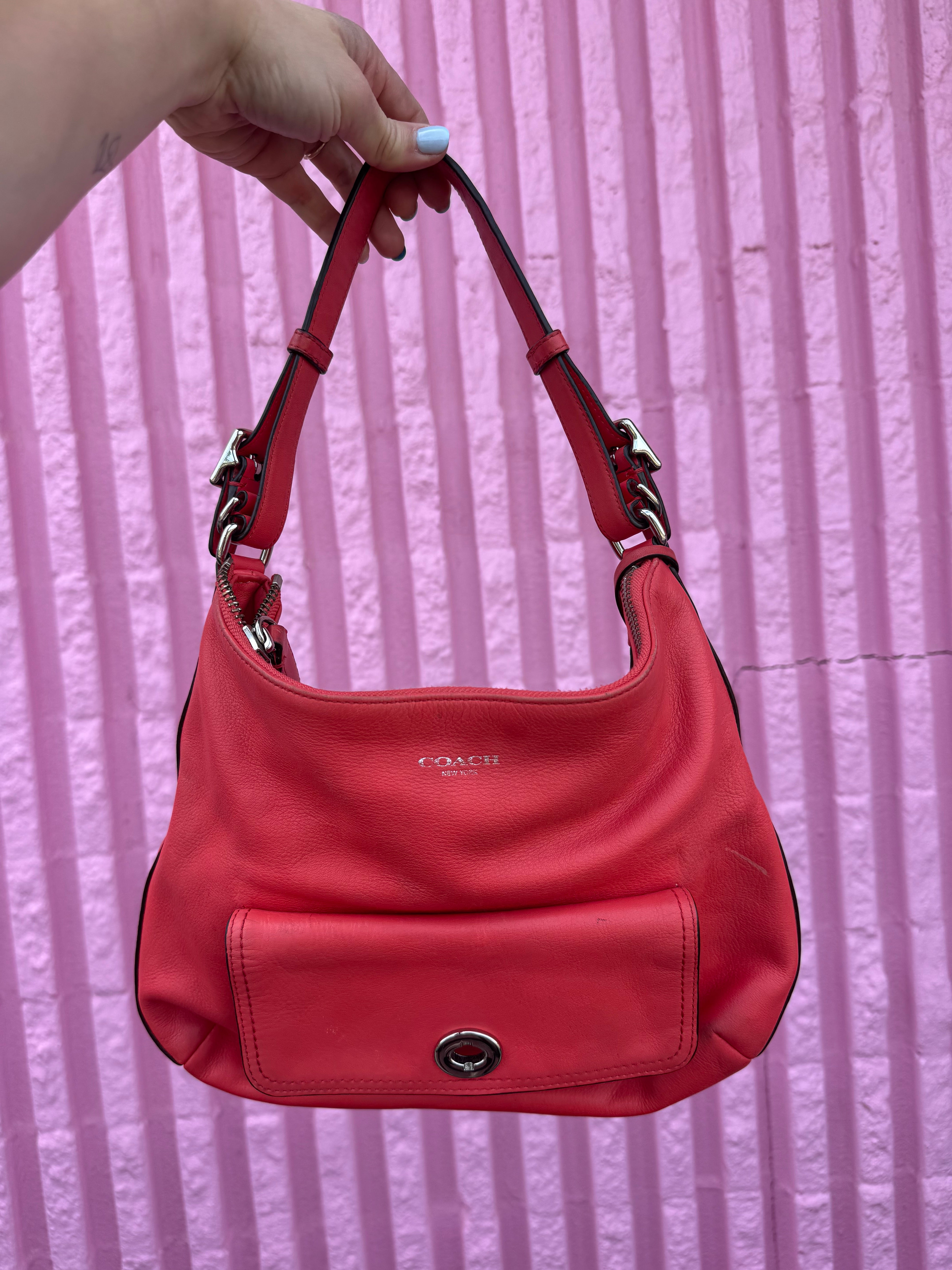 Coral Coach leather purse