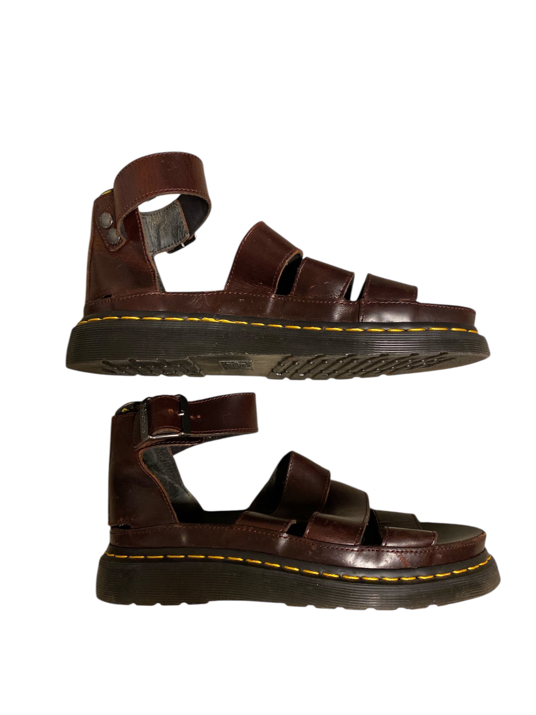 maroon Dr. Martens chunky sandal w strap, 9 women’s