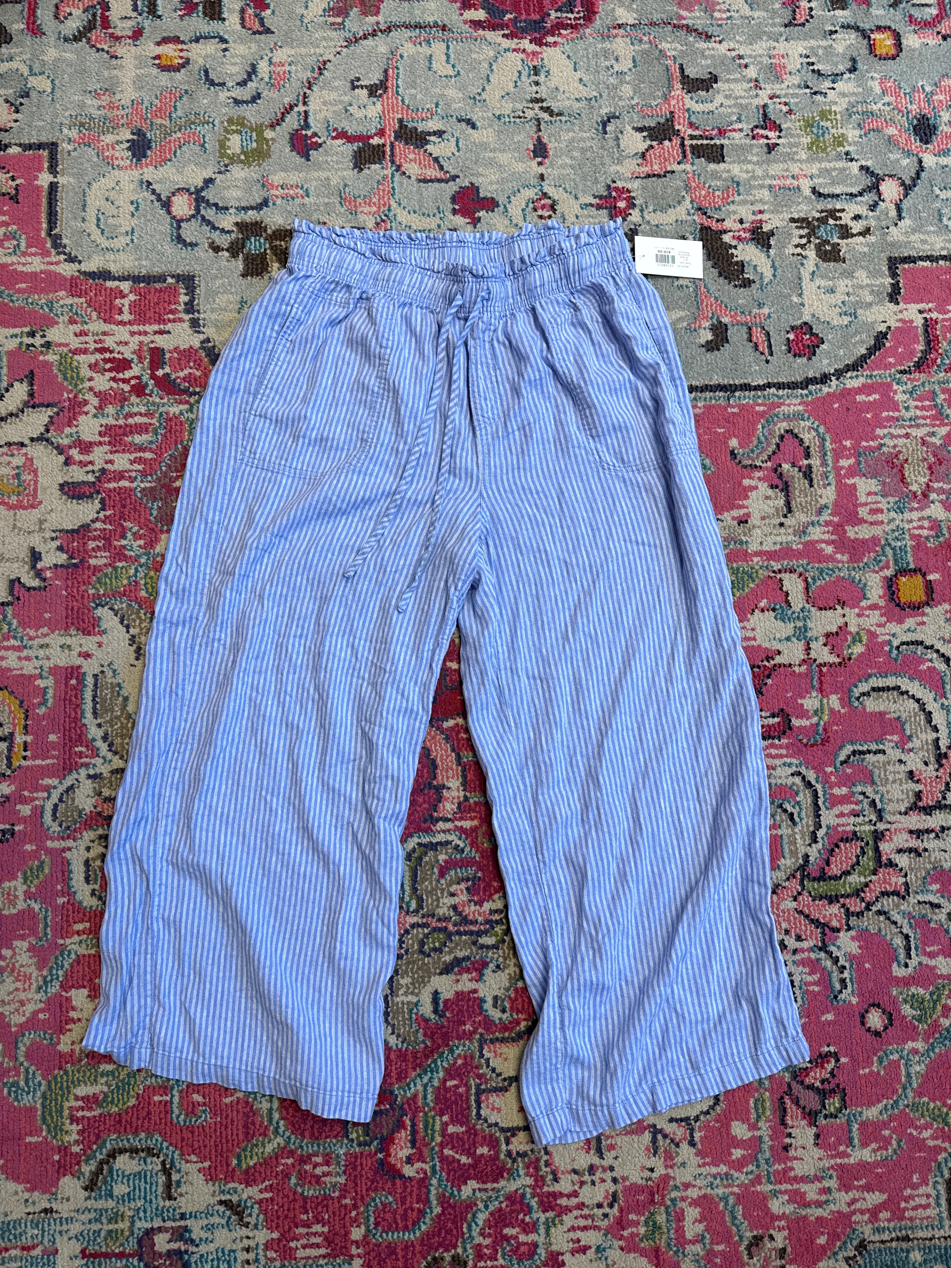 Blue Ava & Viv Striped drawstring flare pant, XXL