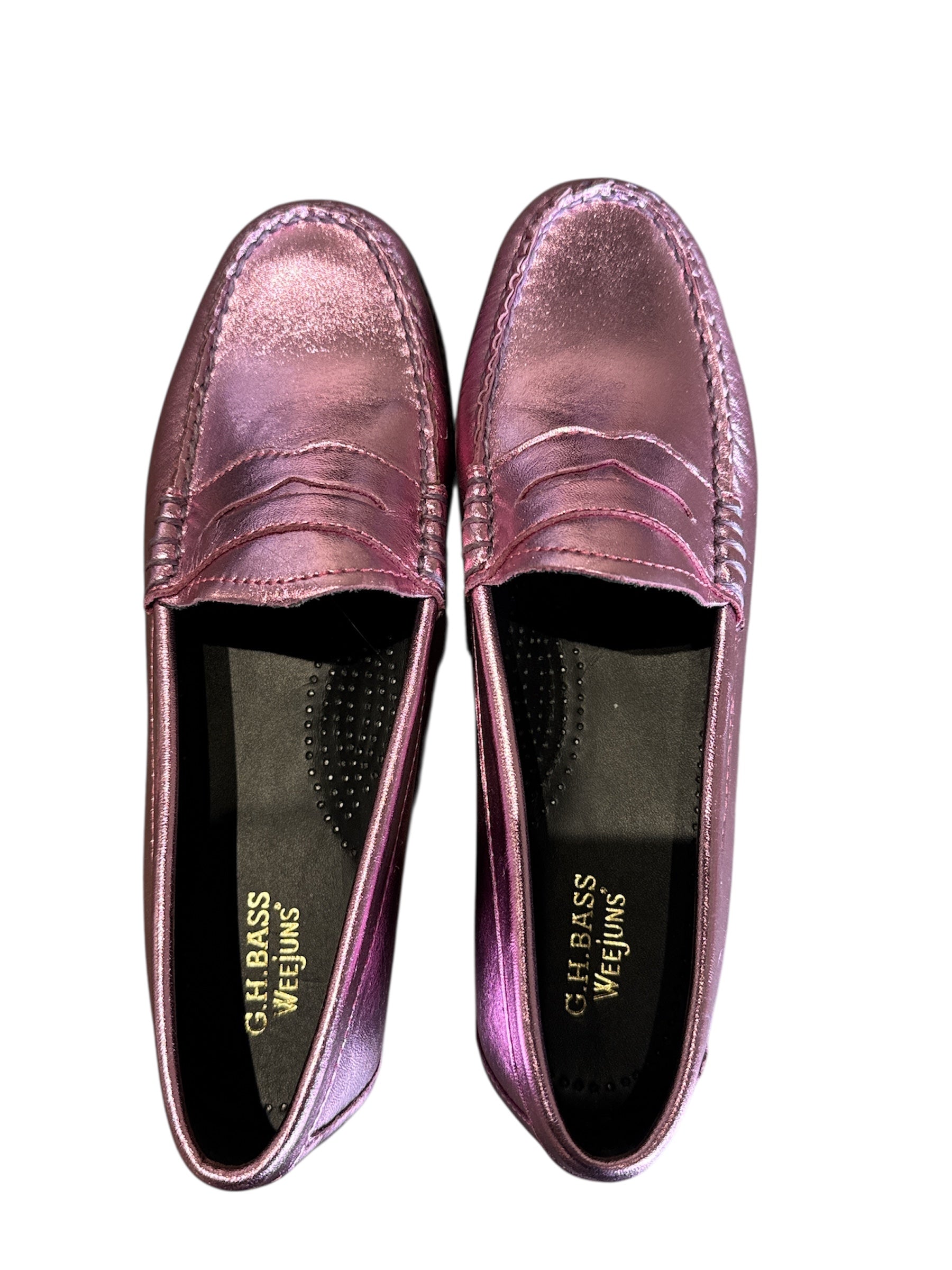 pink gh bass metallic loafers, 6.5