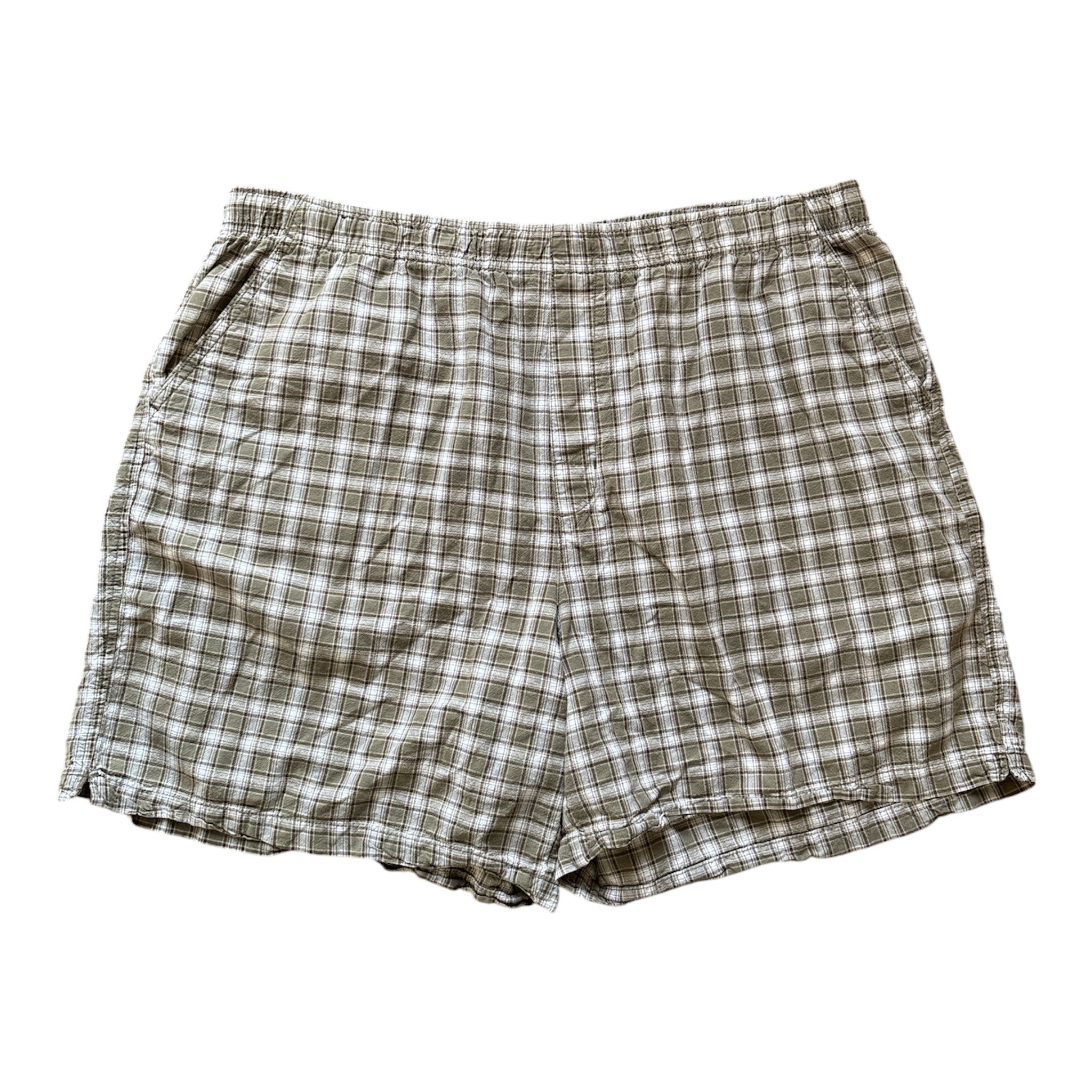olive green basic editions plaid shorts, 2x