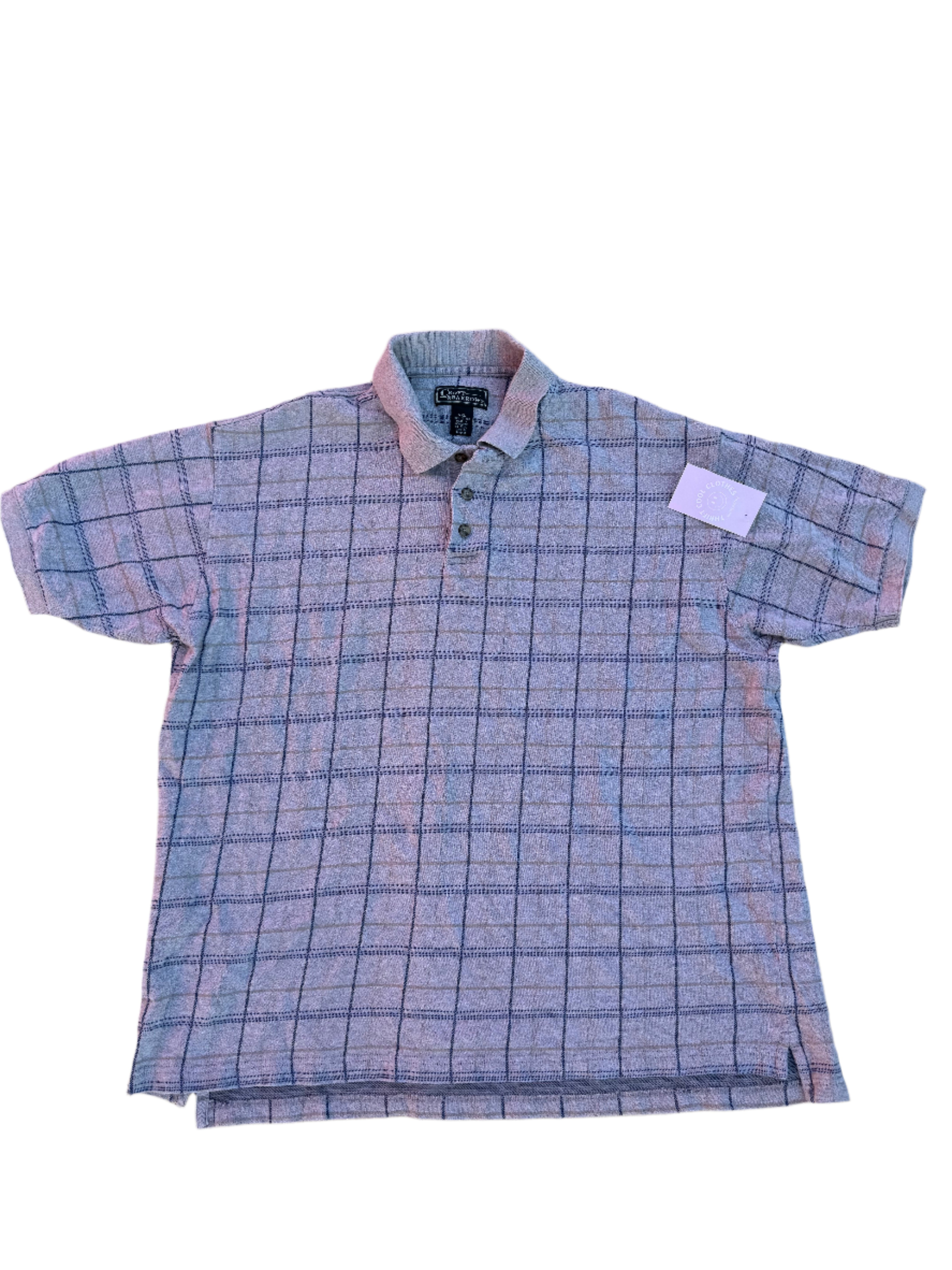 tan croft and barrow plaid polo top, XXL