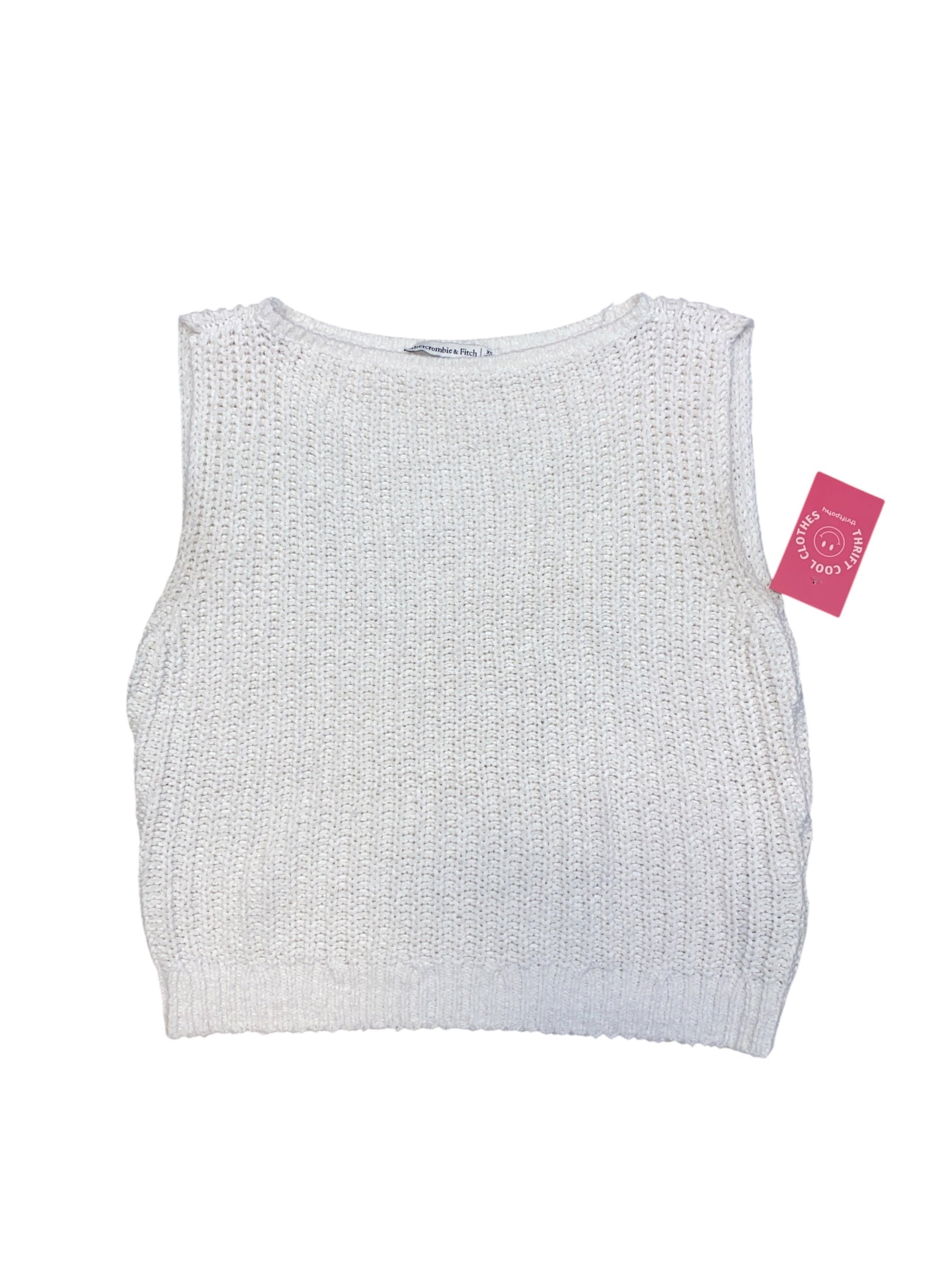 white abercrombie knit boat neck sleeveless top, xs