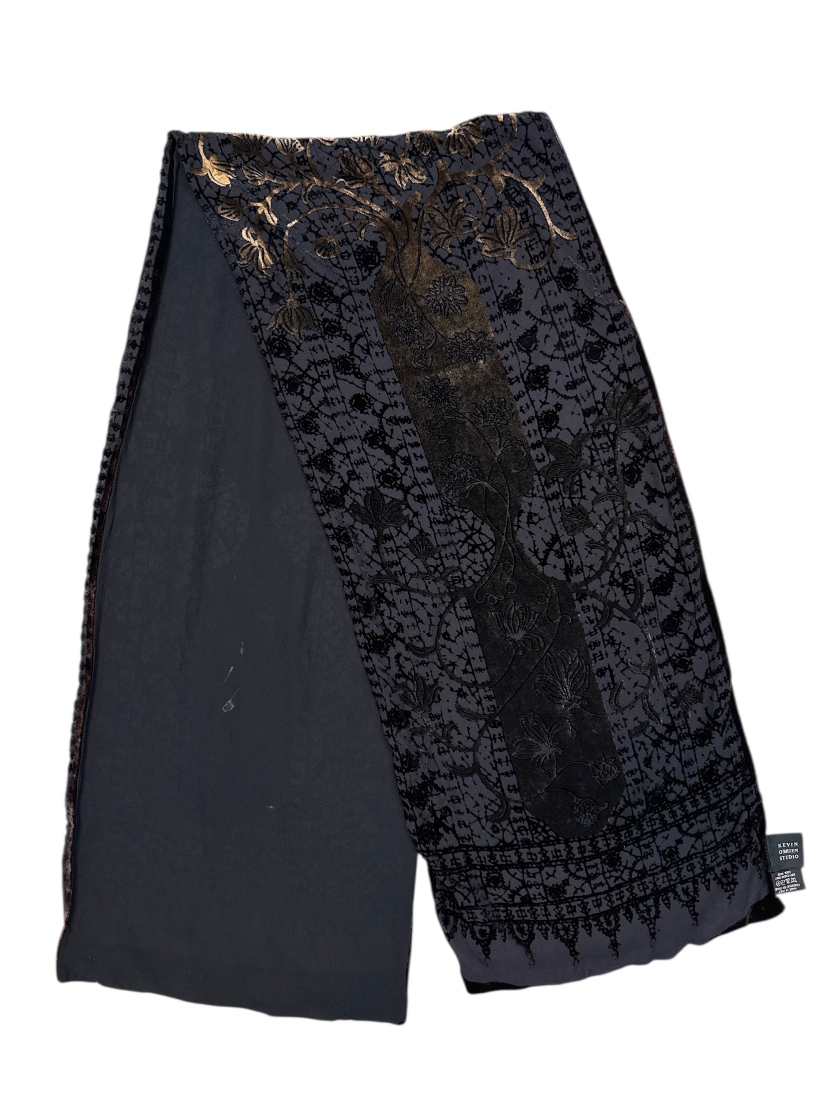 Black green Velour detail scarf