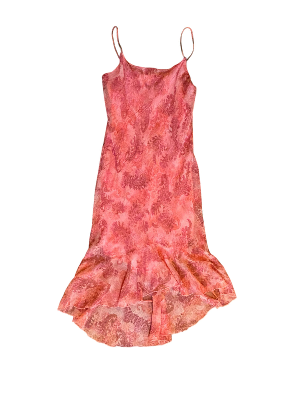 peach orange city triangles paisley ruffle cami dress, 7