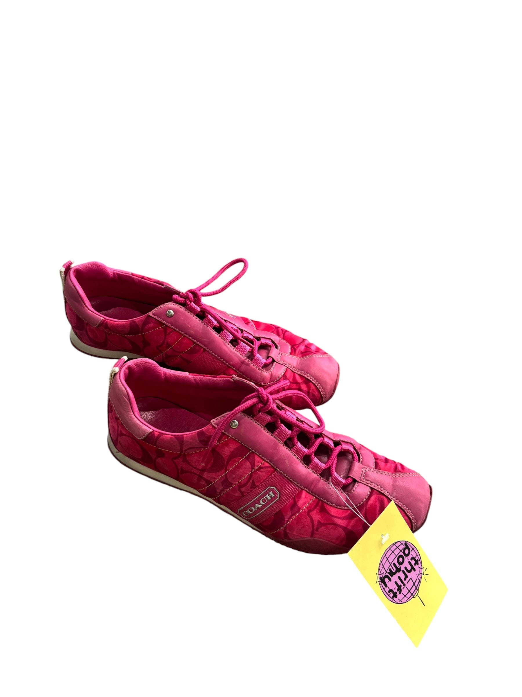 pink coach branded sneakers, 7.5