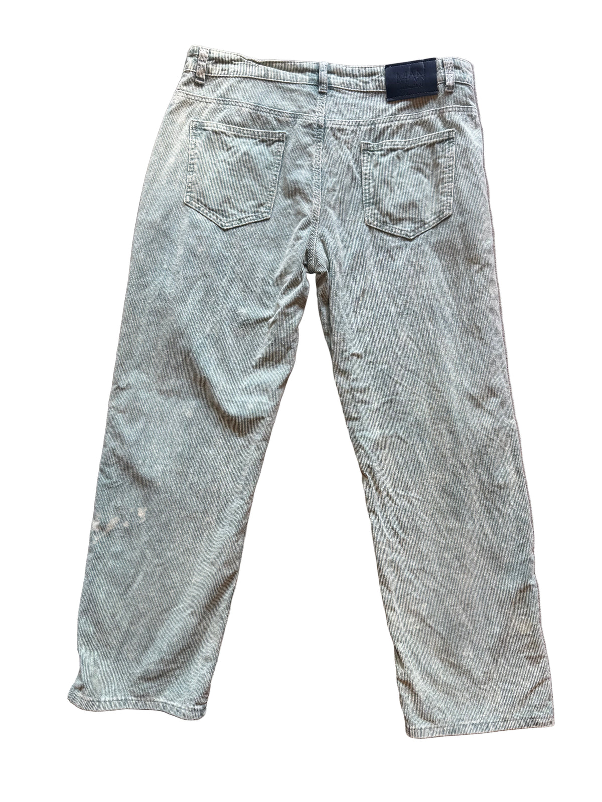 green boohoo man ribbed pants, m