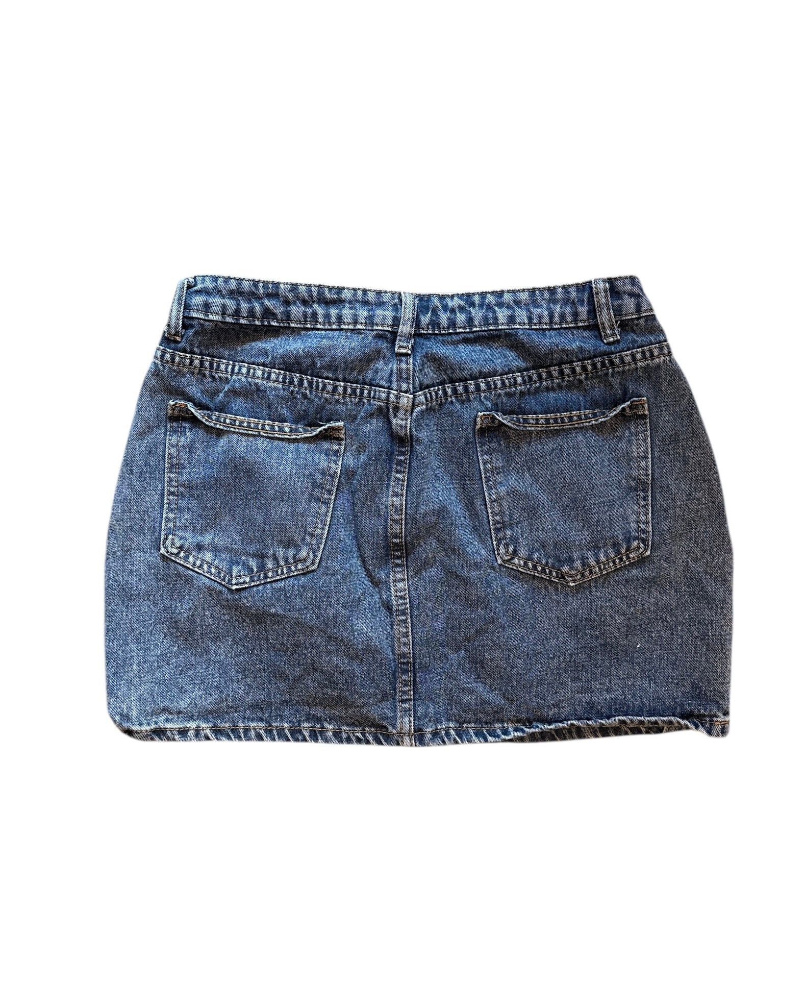 blue star denim skirt, L