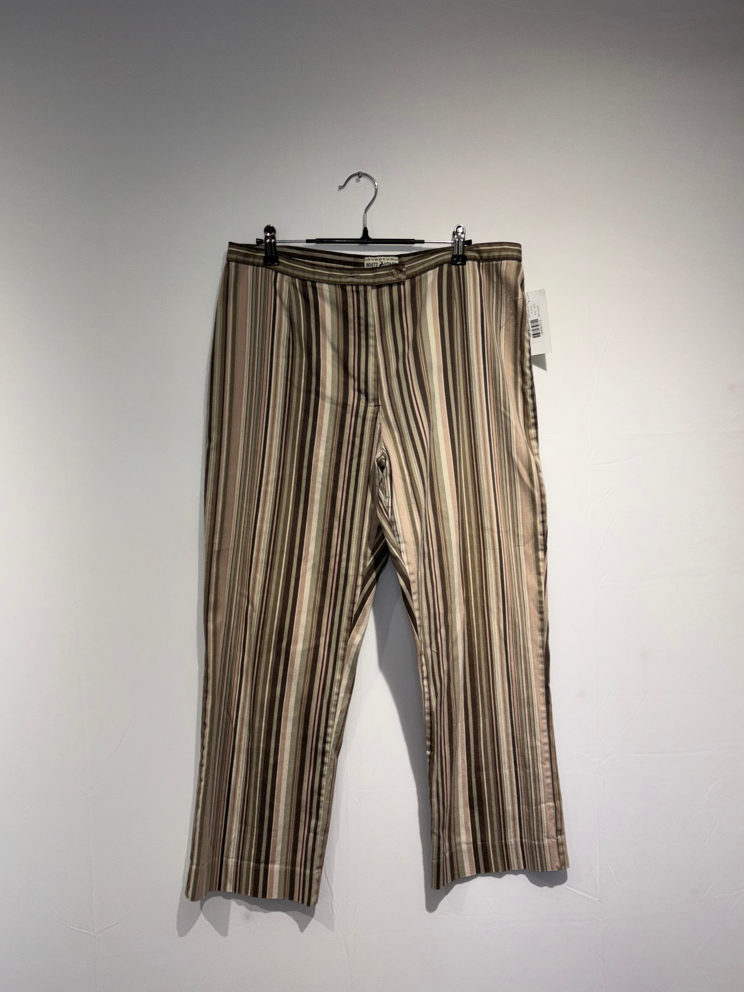 green tan white sag striped vtg pants, 16 p