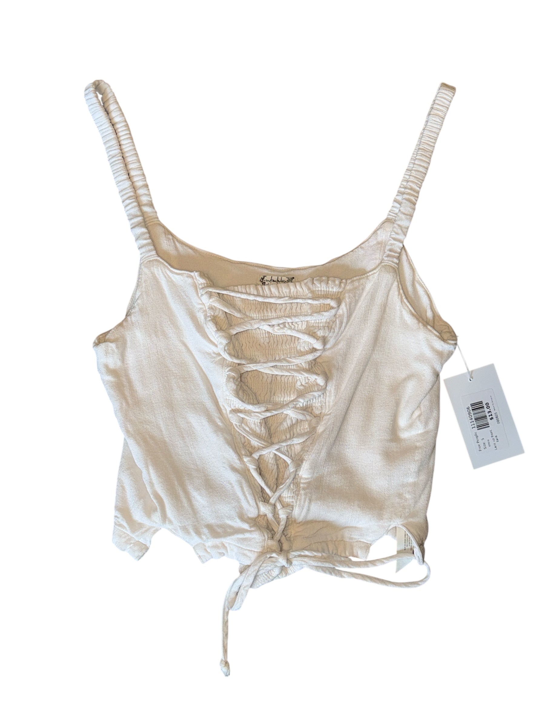 White Free People Lace up front tank, S